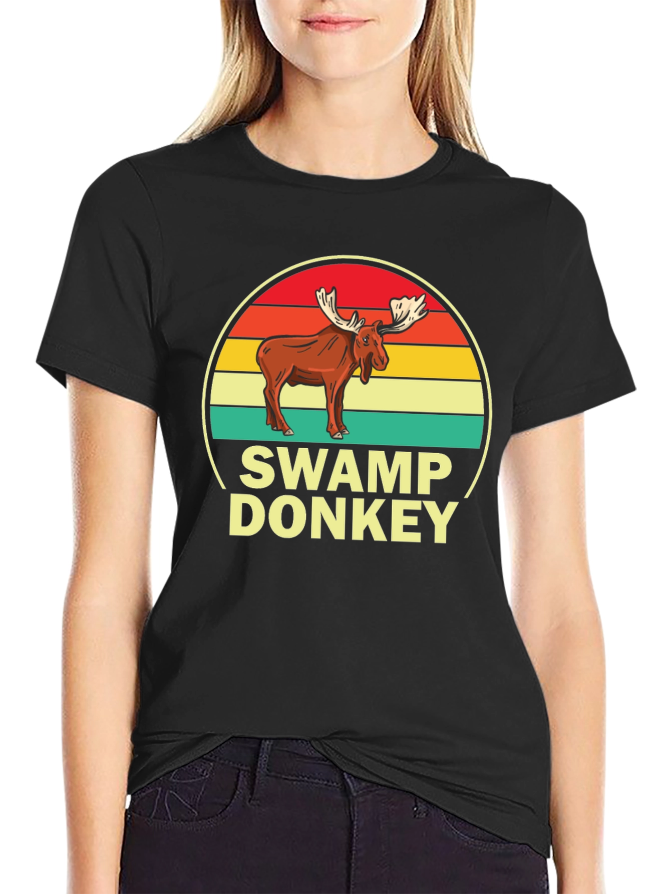 Black Swamp Donkey T-Shirt, Moose Graphic Tee view 2
