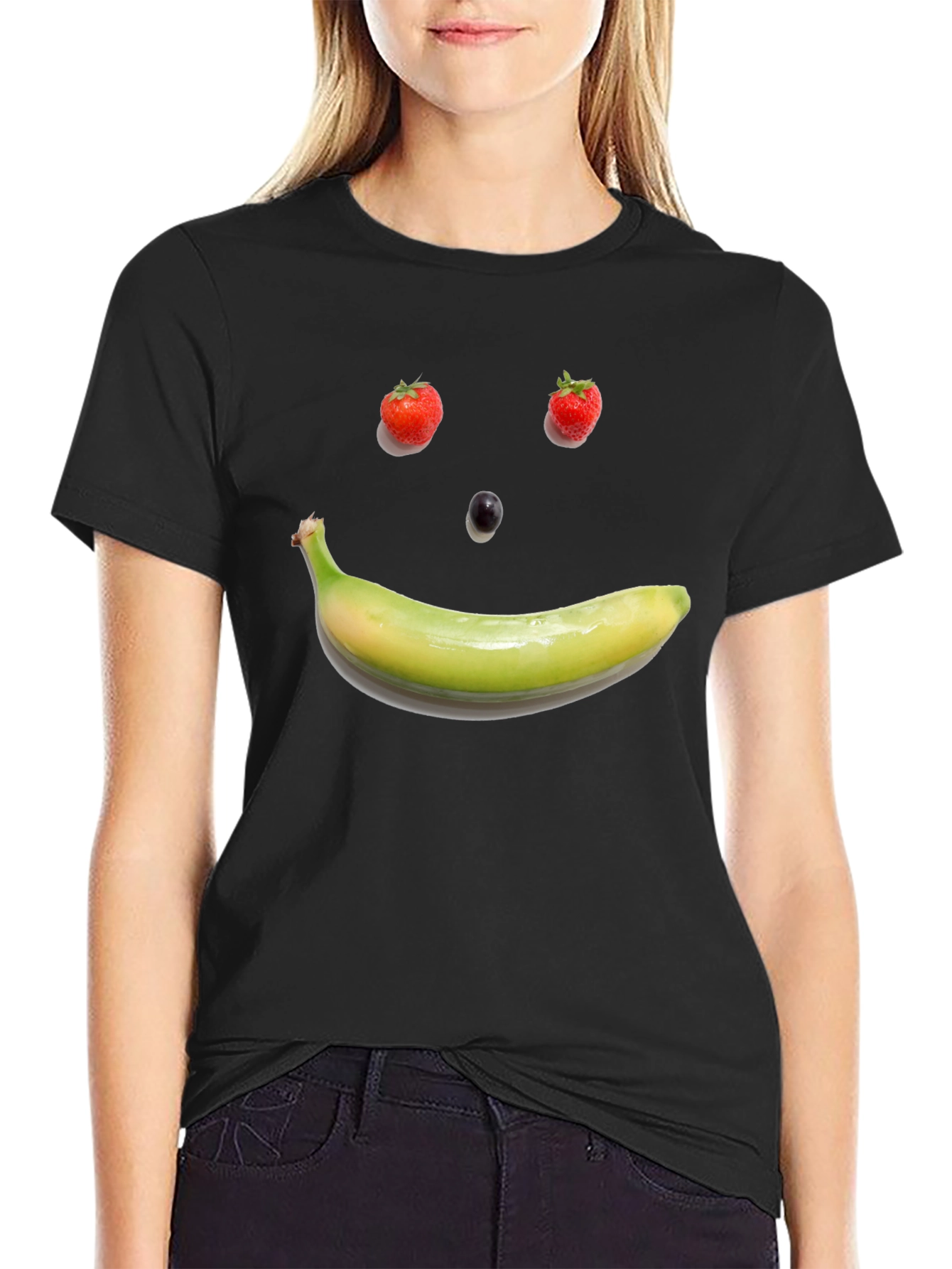Fruit Face Graphic Tee - Black Cotton T-Shirt - 2