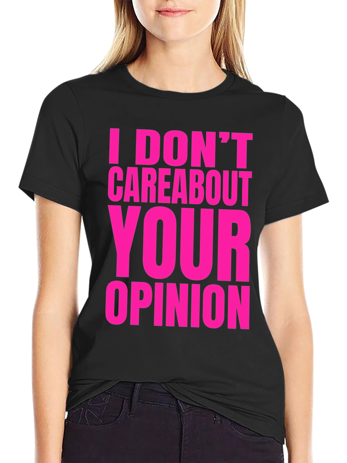 Black I Don't Care About Your Opinion Graphic Tee view 2