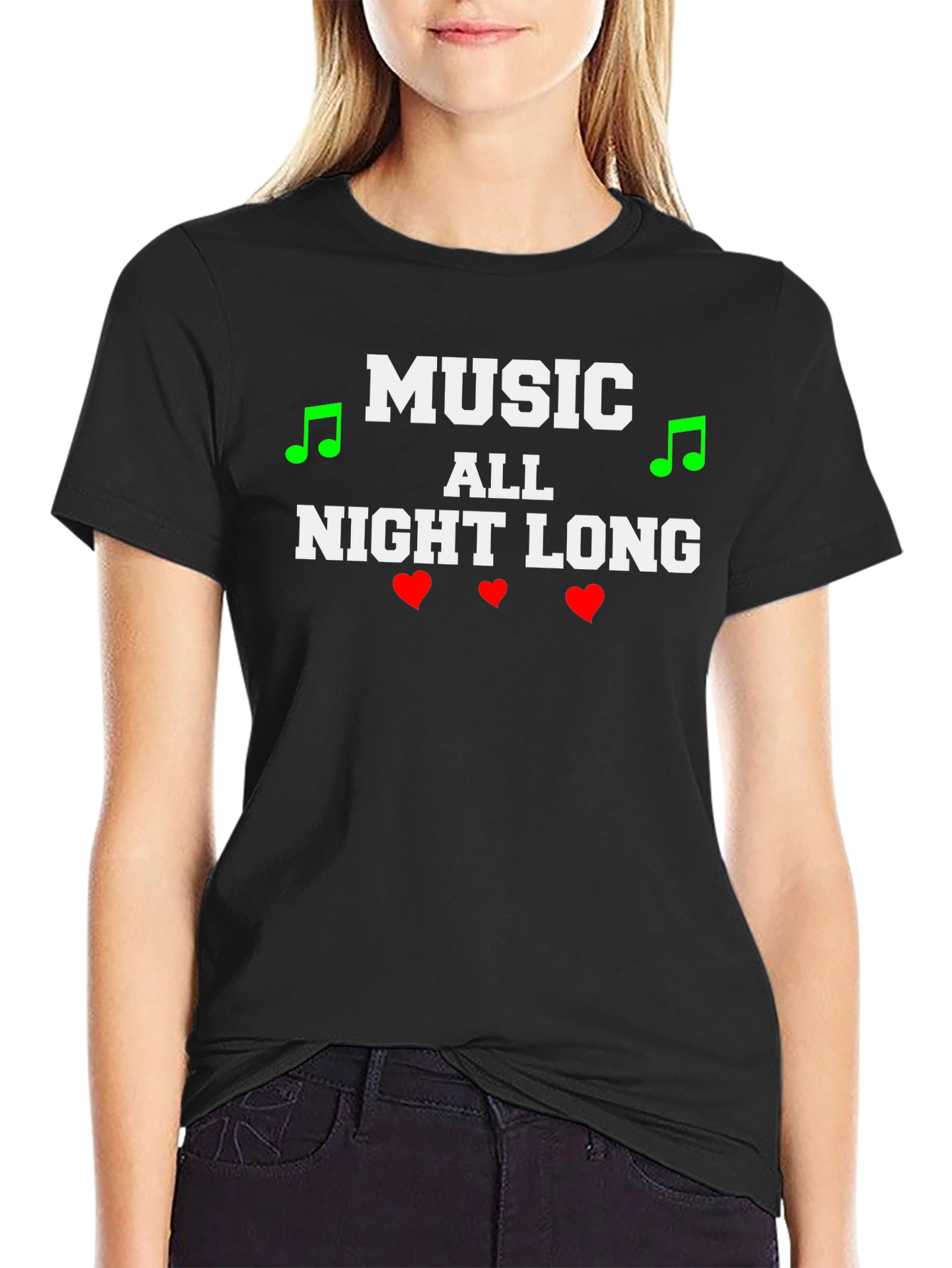 Black Music All Night Long Black T-Shirt view 2