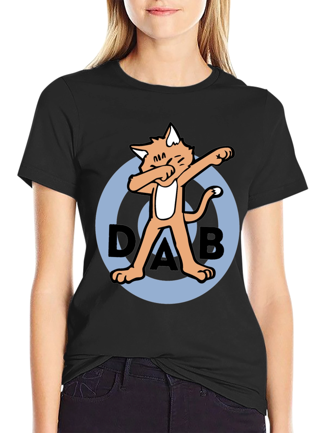 Black Dabbing Cat T-Shirt - Cool & Unique view 2