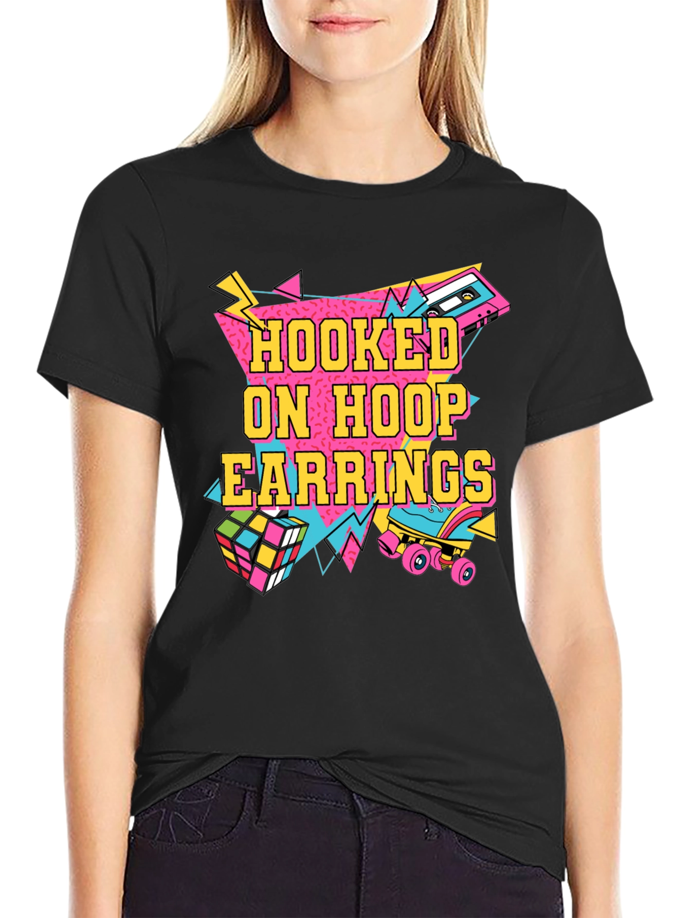 Hooked on Hoop Earrings 80s Graphic Tee - 2