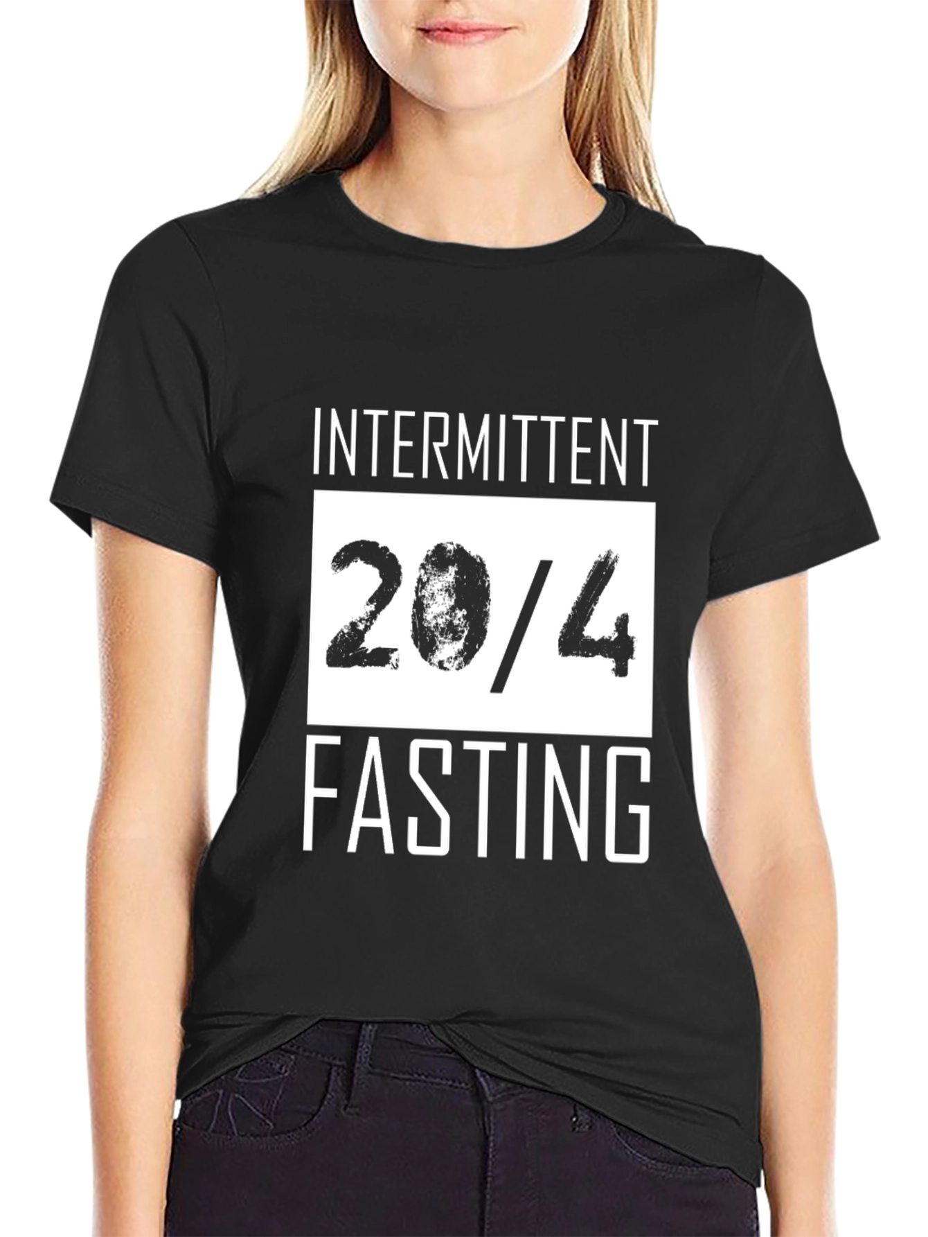 Black Intermittent Fasting 20/4 Black T-Shirt view 2