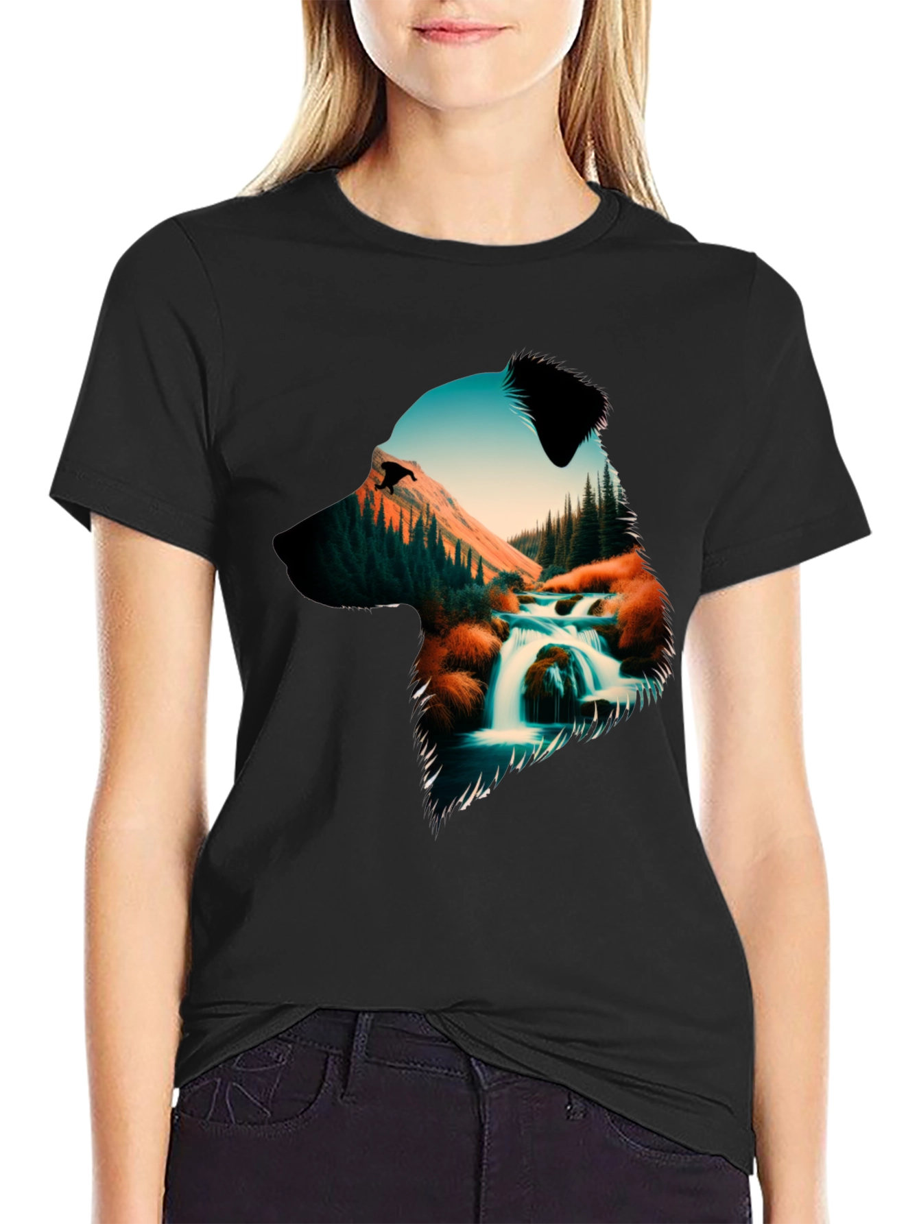 Black Nature Dog Graphic Tee - Black view 2