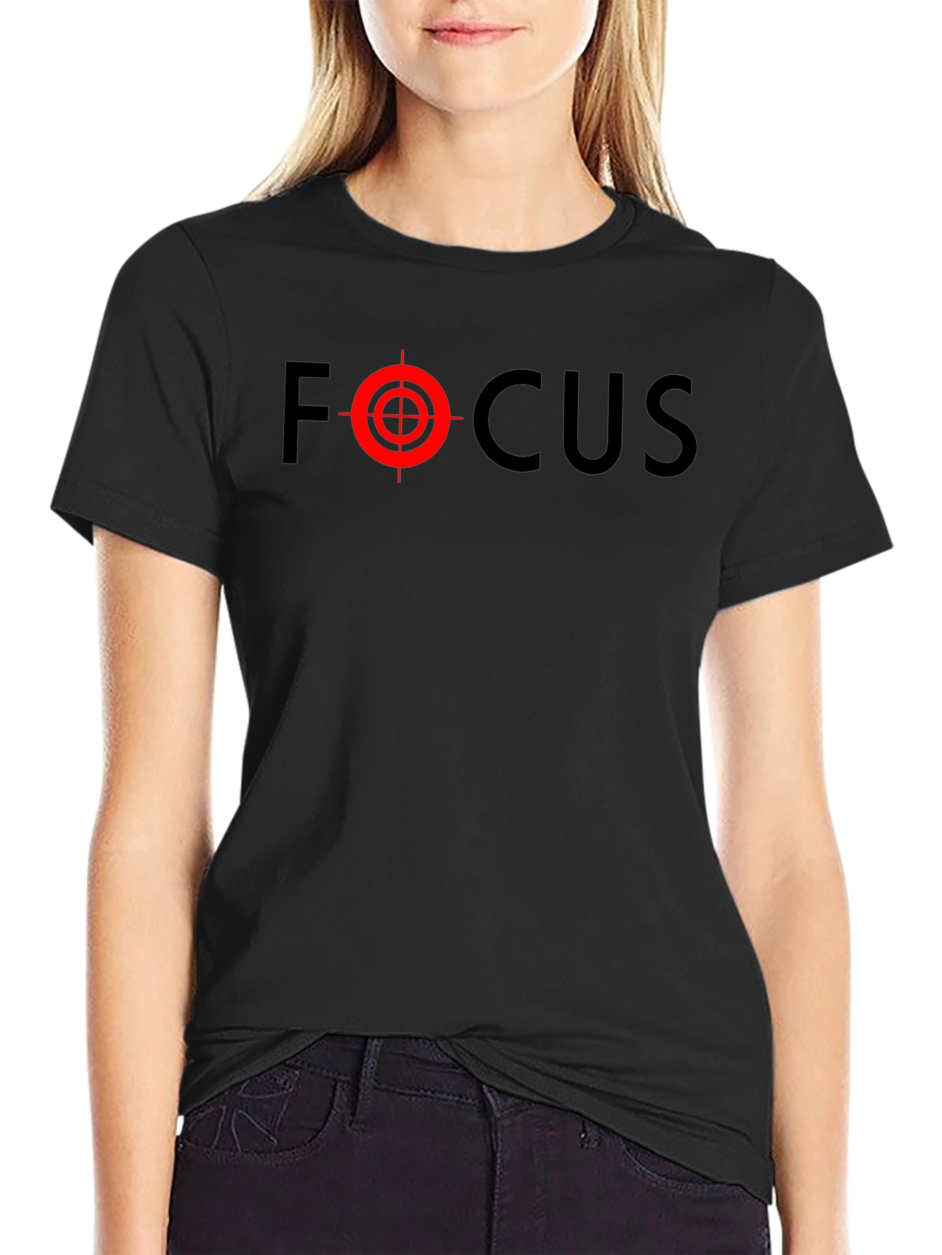 Black Focus T-Shirt - Black with Target Design view 2