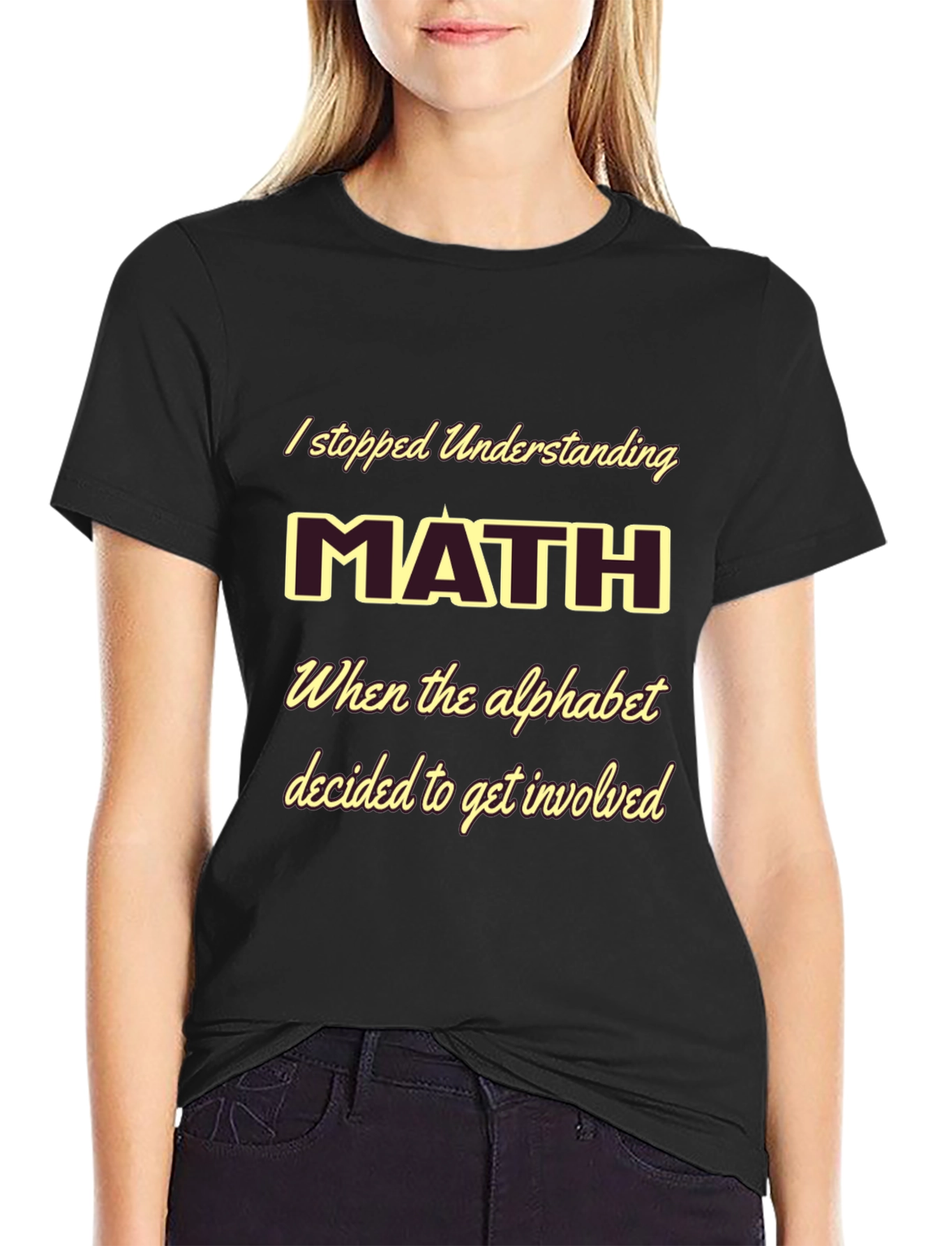 Black Funny Math T-Shirt - Alphabet Involvement view 2
