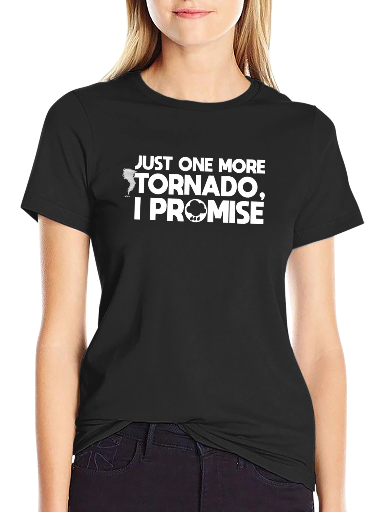 Black Just One More Tornado T-Shirt - Funny Weather Tee view 2