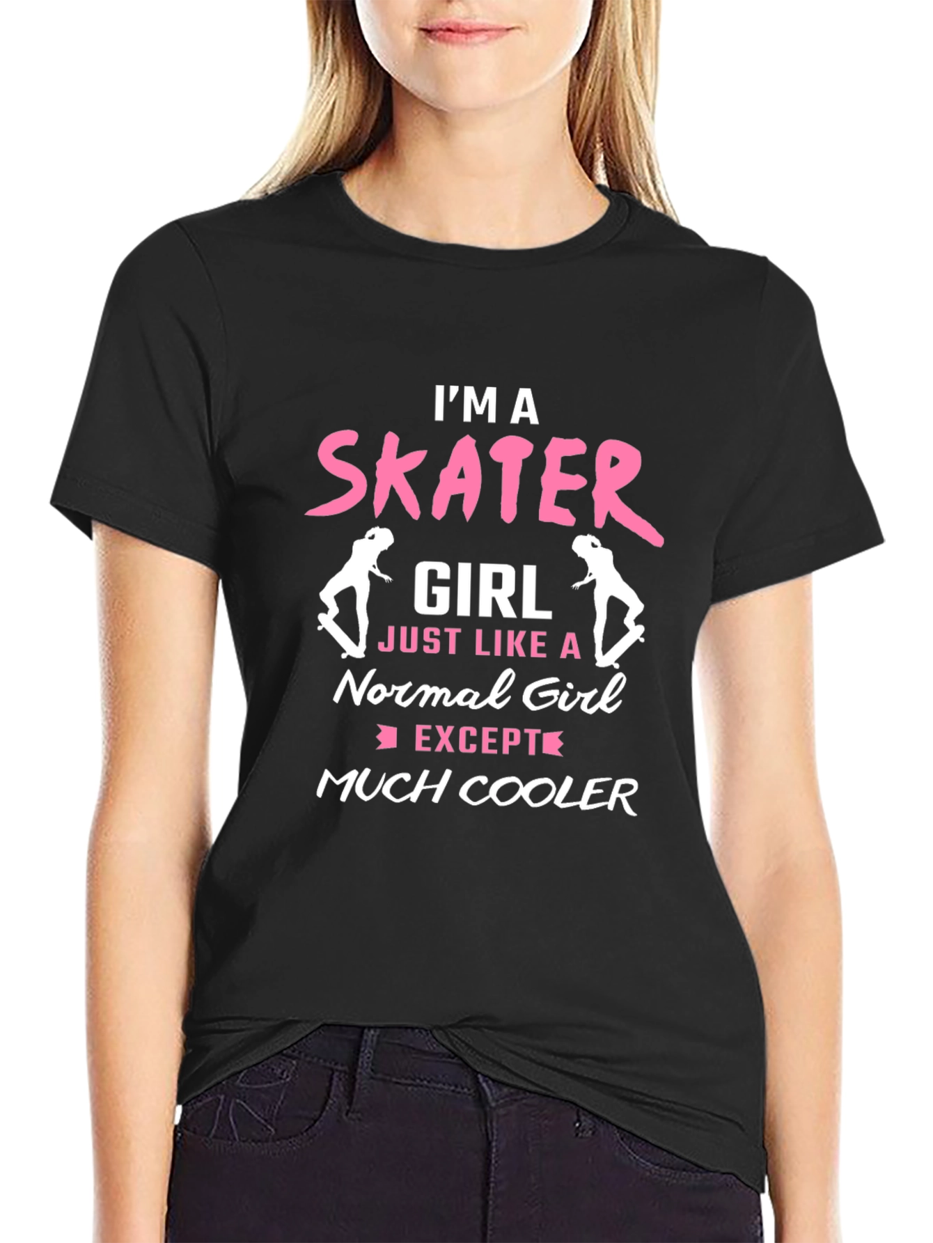 Black Skater Girl T-Shirt - Cool Graphic Tee view 2