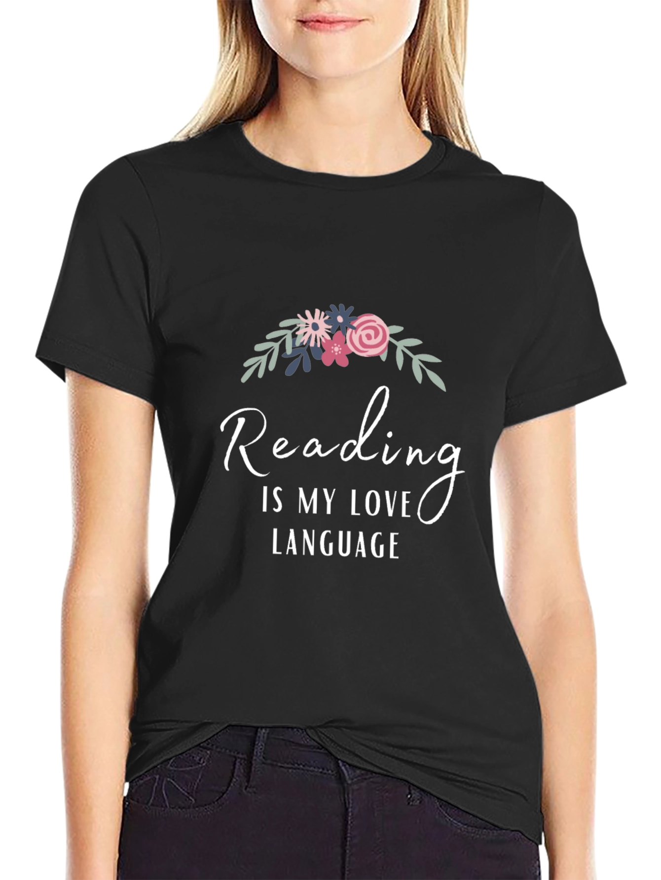 Black Reading is My Love Language Black T-Shirt view 2
