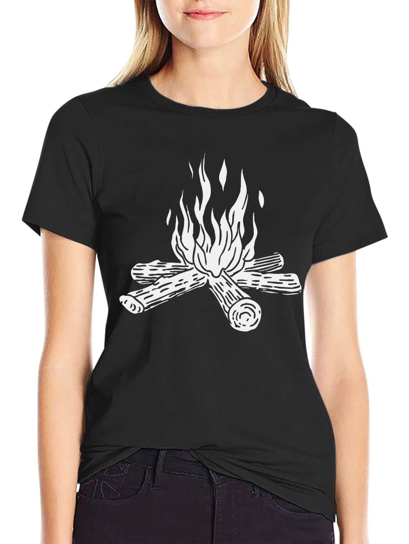 Black Campfire Graphic Tee - Cozy Nights, Outdoors view 2