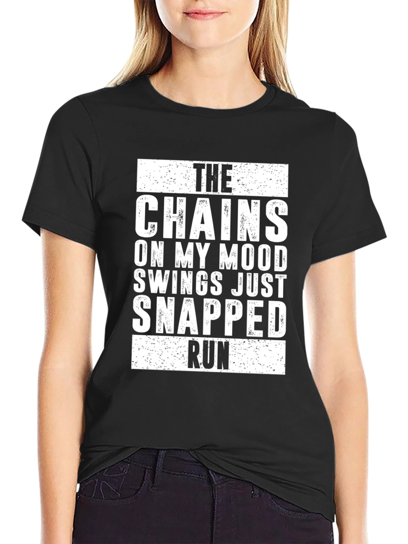 Black Mood Swings Snapped T-Shirt - Run! view 2