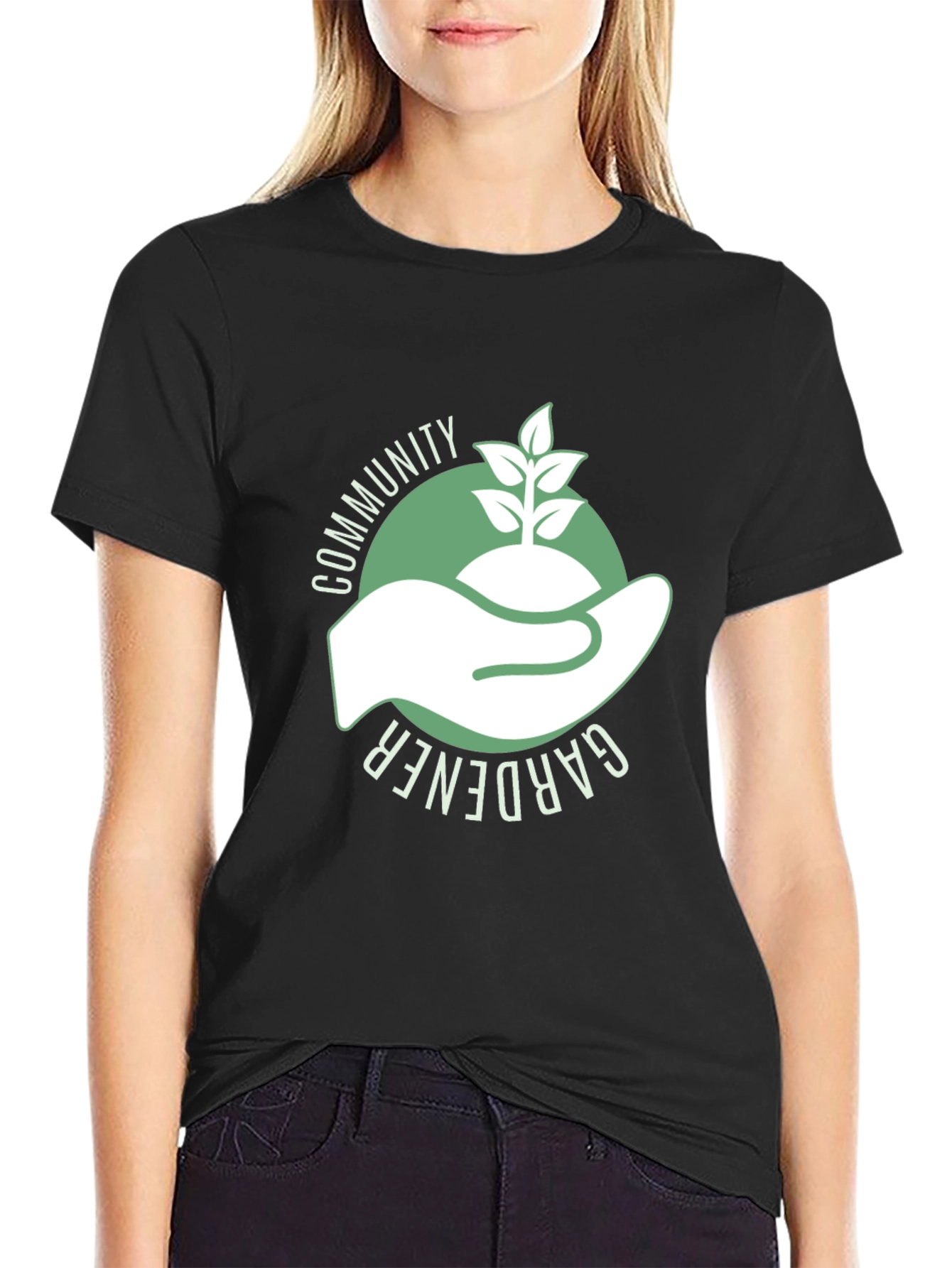 Black Community Gardener Black T-Shirt - Eco-Friendly Design view 2