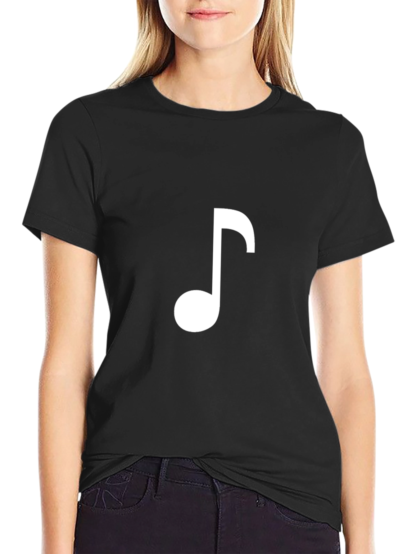 Black Music Note Black T-Shirt view 2