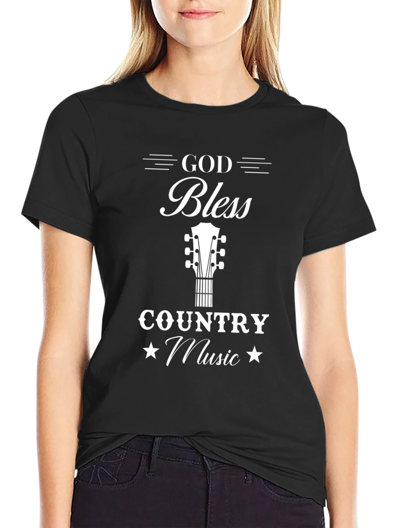 Black God Bless Country Music Graphic Tee view 2