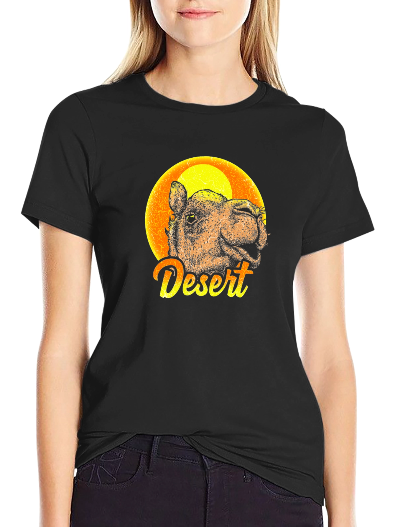 Black Desert Camel Graphic Tee - Men's Black T-Shirt view 2