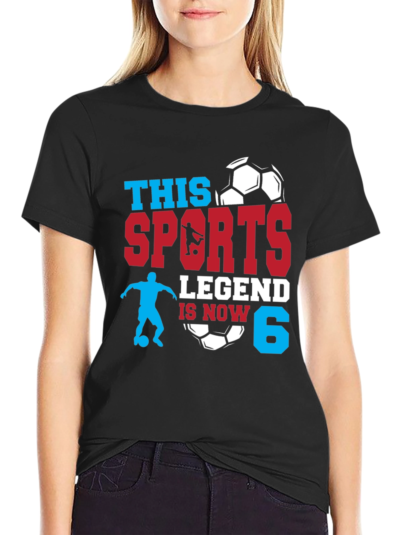 Black Sports Legend 6th Birthday Soccer T-Shirt view 2
