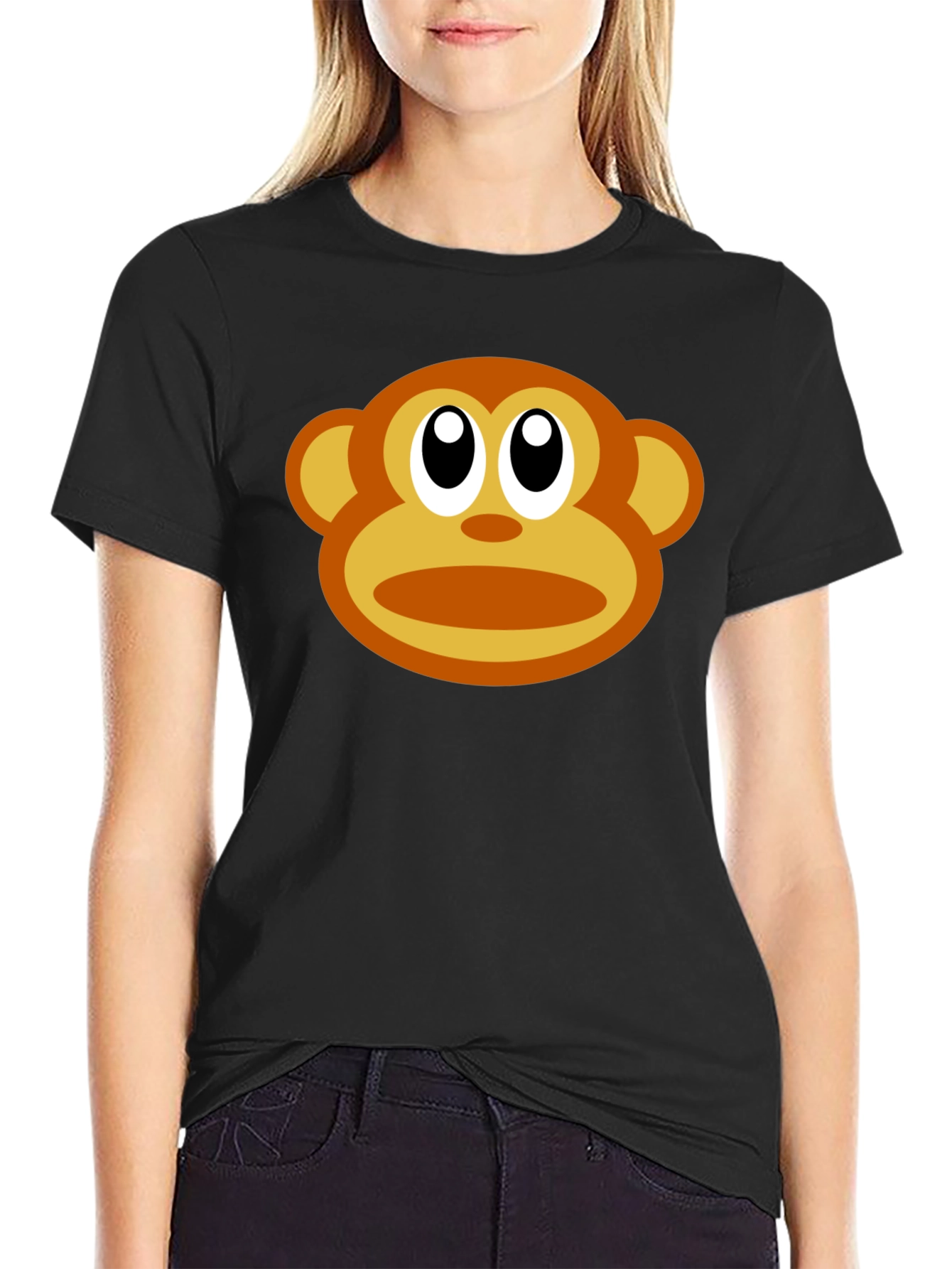 Black Monkey Face Graphic Tee - Fun Casual Black Shirt view 2