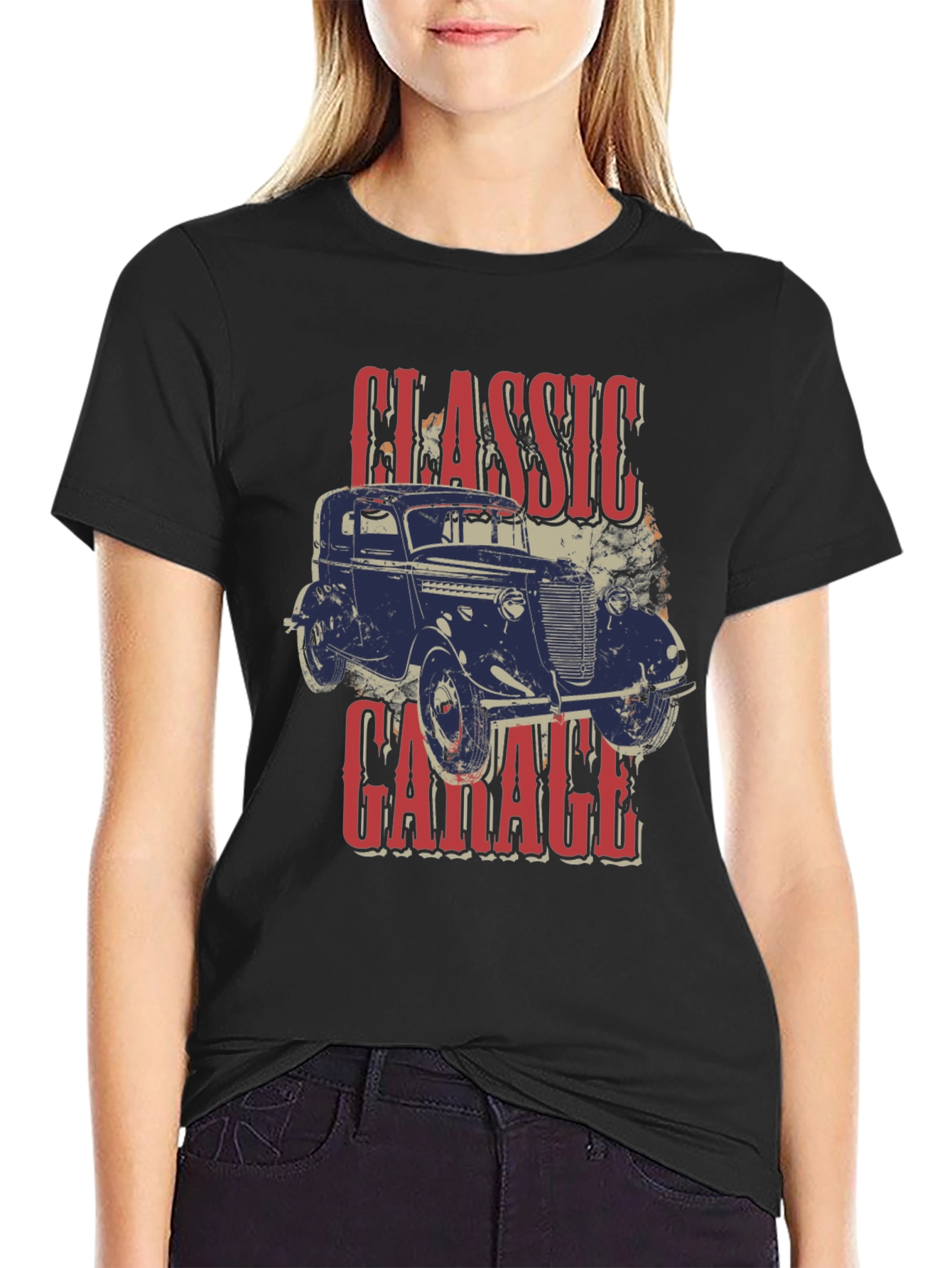 Black Classic Garage Car T-Shirt view 2