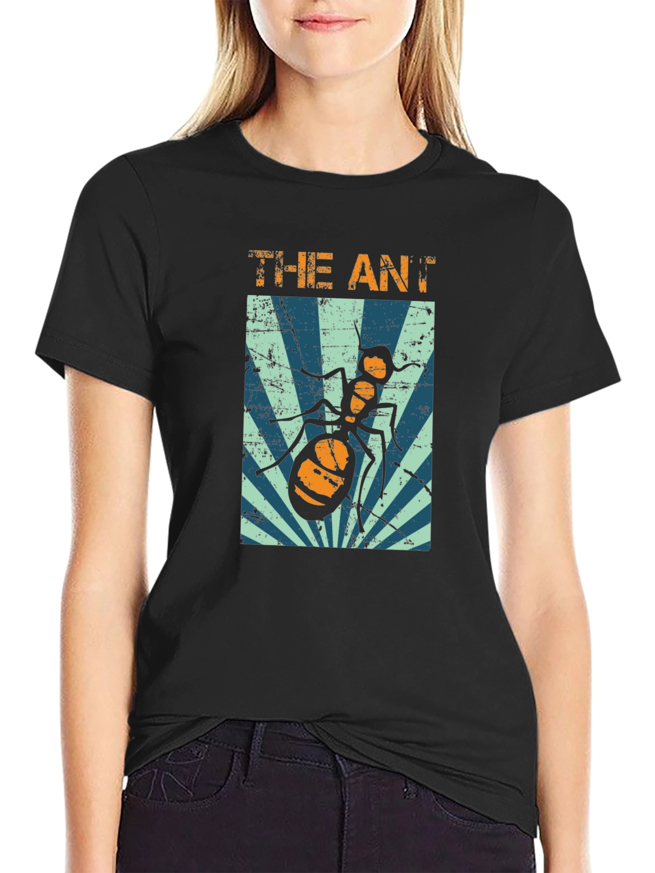 Black The Ant Graphic T-Shirt - Unique Design view 2