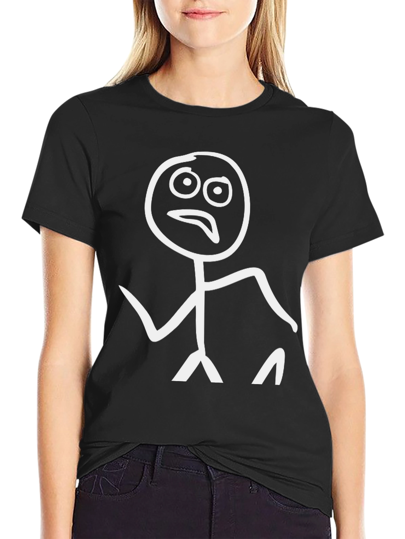 Black Funny Stick Figure T-Shirt - Black Graphic Tee view 2