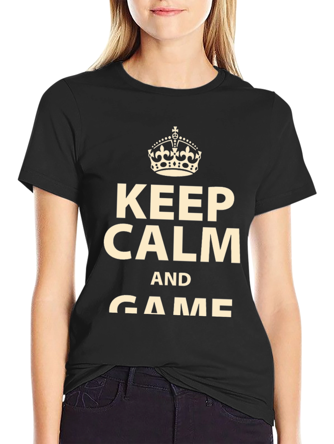 Black Keep Calm and Game Black T-Shirt view 2
