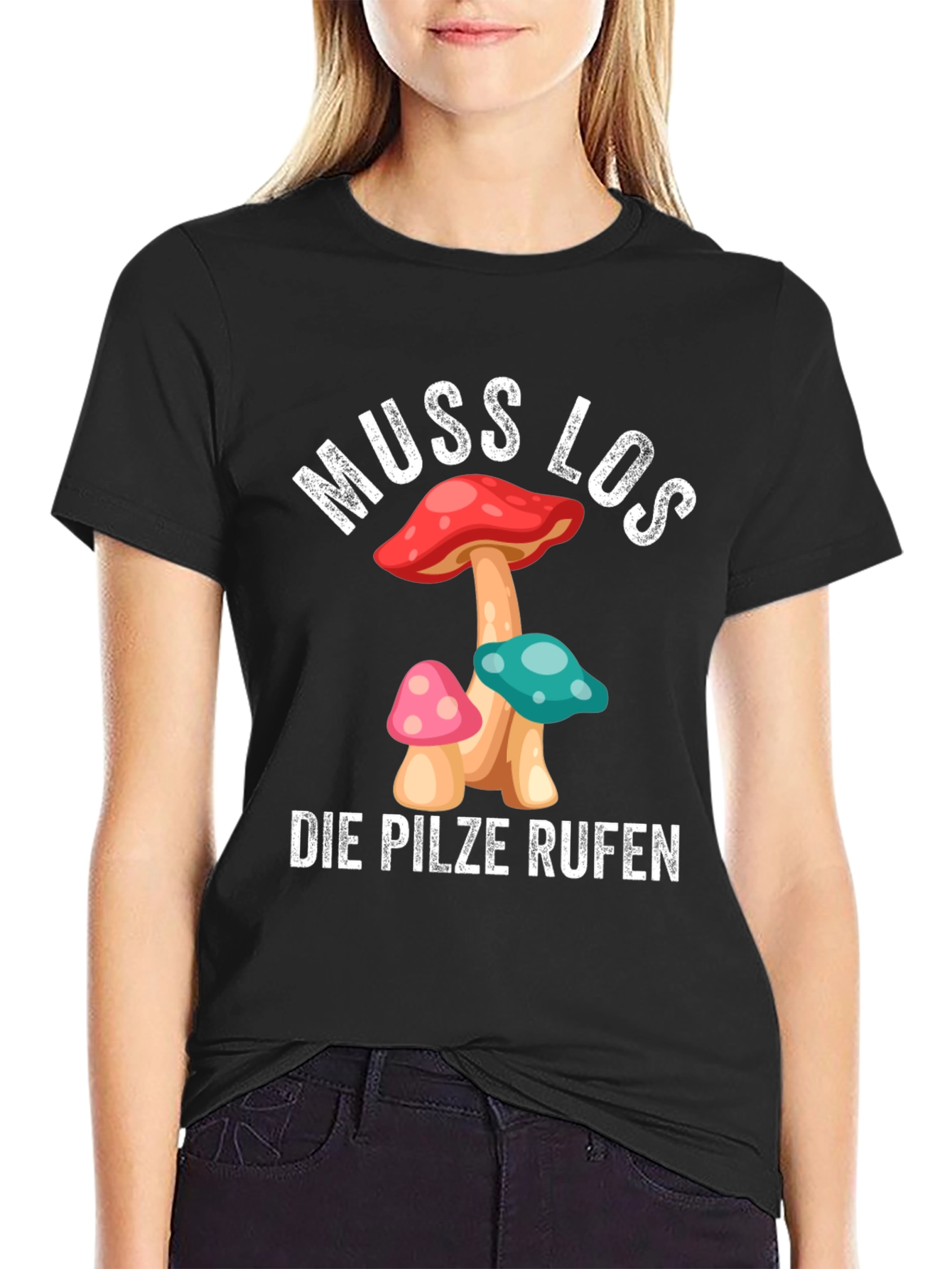 Black Muss Los Die Pilze Rufen Mushroom T-Shirt view 2