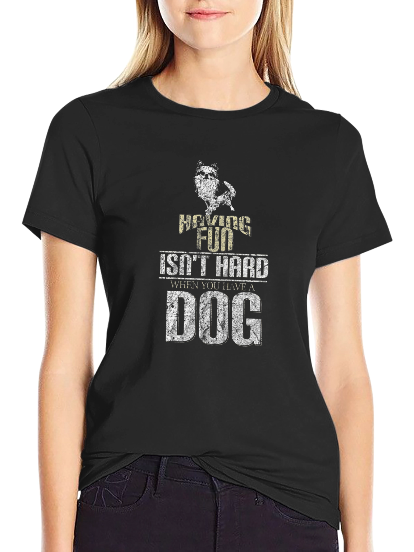 Black Having Fun Isn't Hard T-Shirt - Dog Lover Apparel view 2