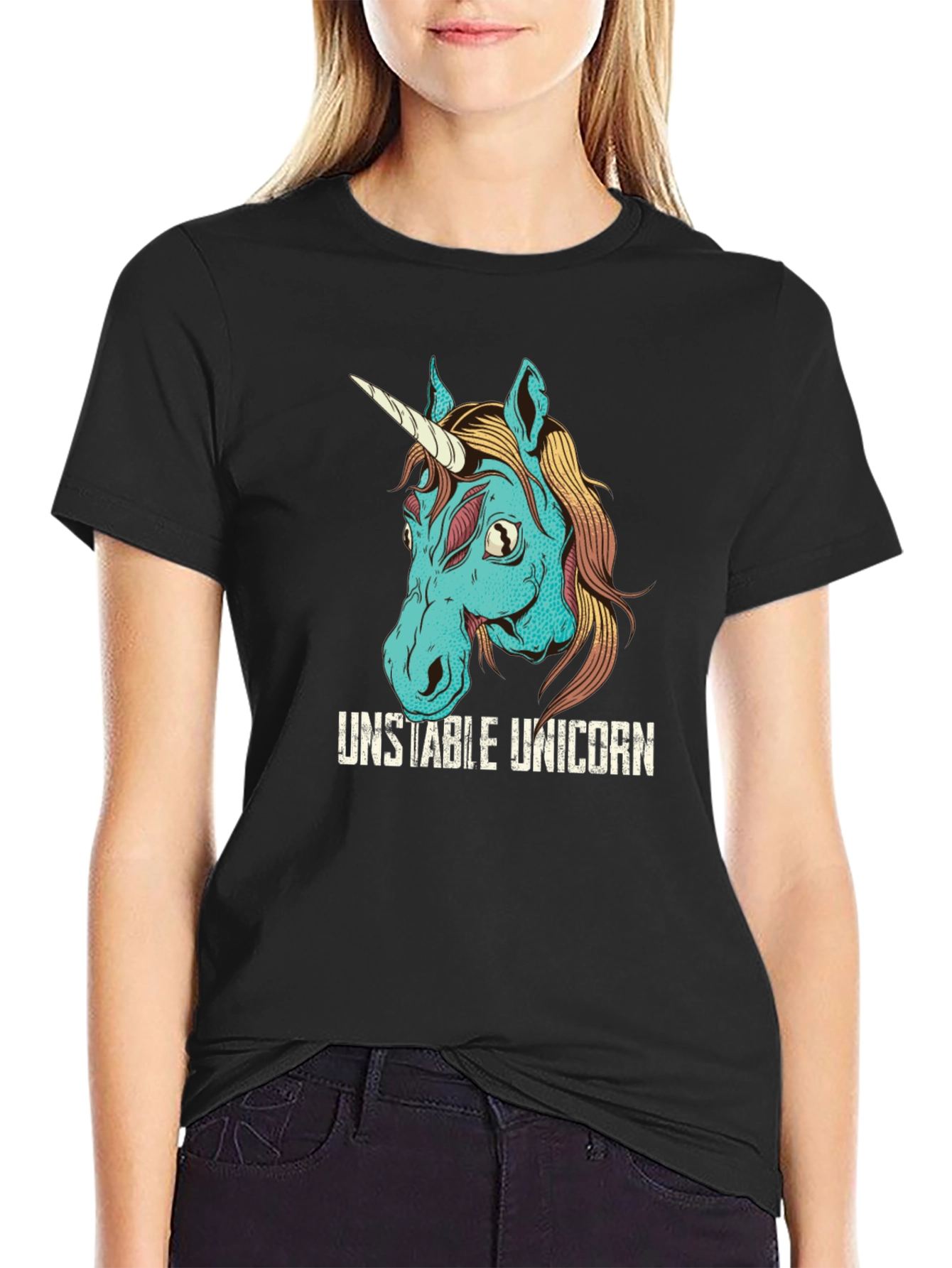 Black Unstable Unicorn Graphic Tee view 2