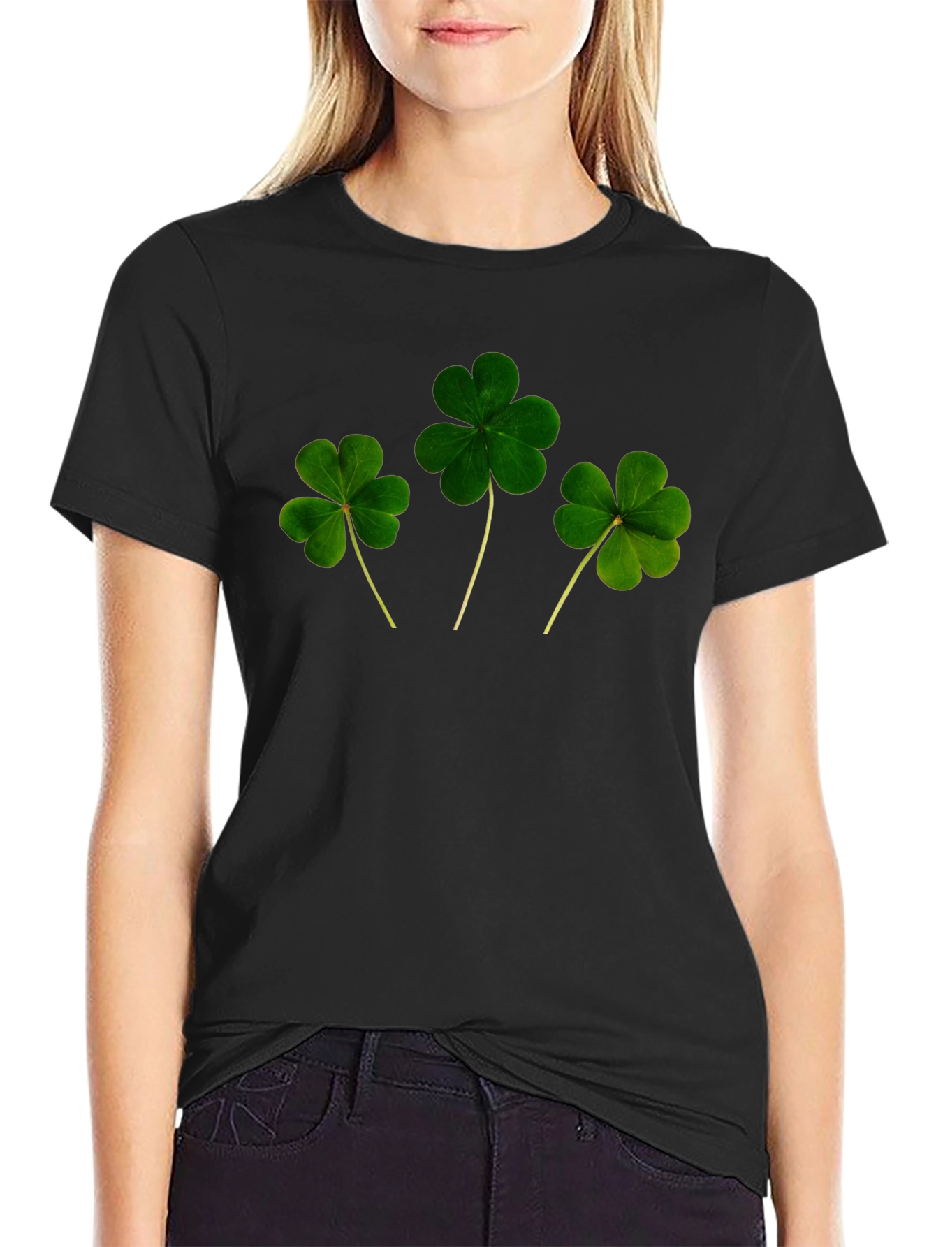 Black Lucky Clover T-Shirt - St. Patrick's Day view 2