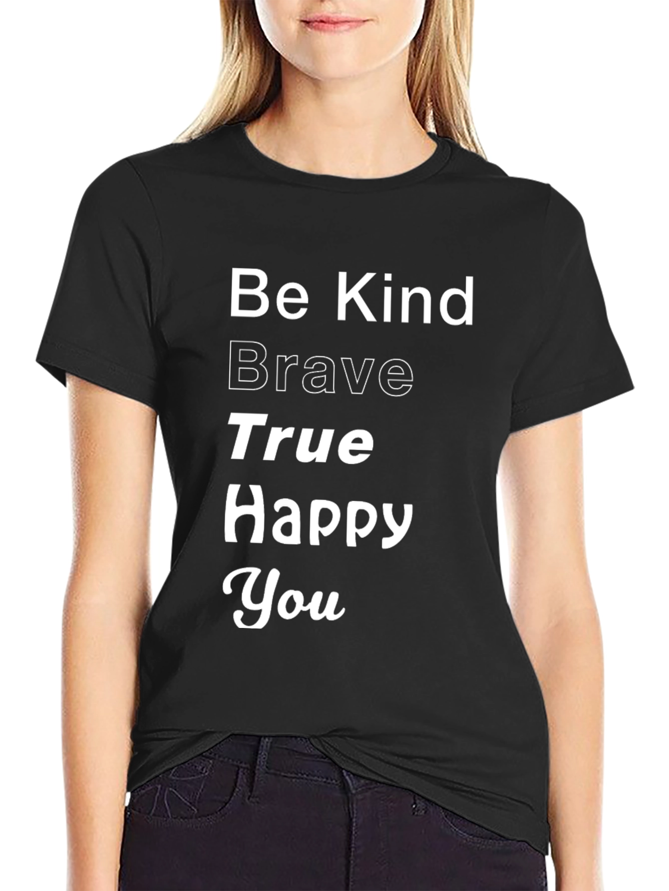 Black Be Kind Brave True Graphic Tee view 2