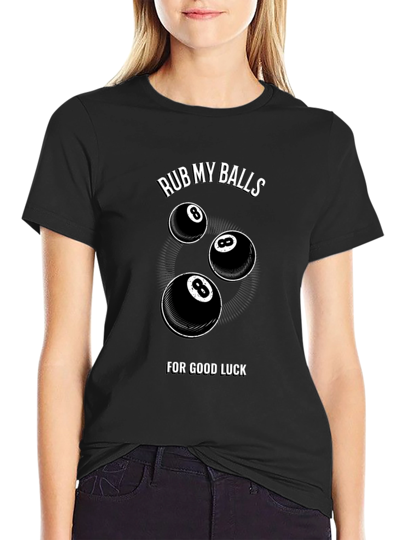 Black Rub My Balls For Good Luck T-Shirt view 2
