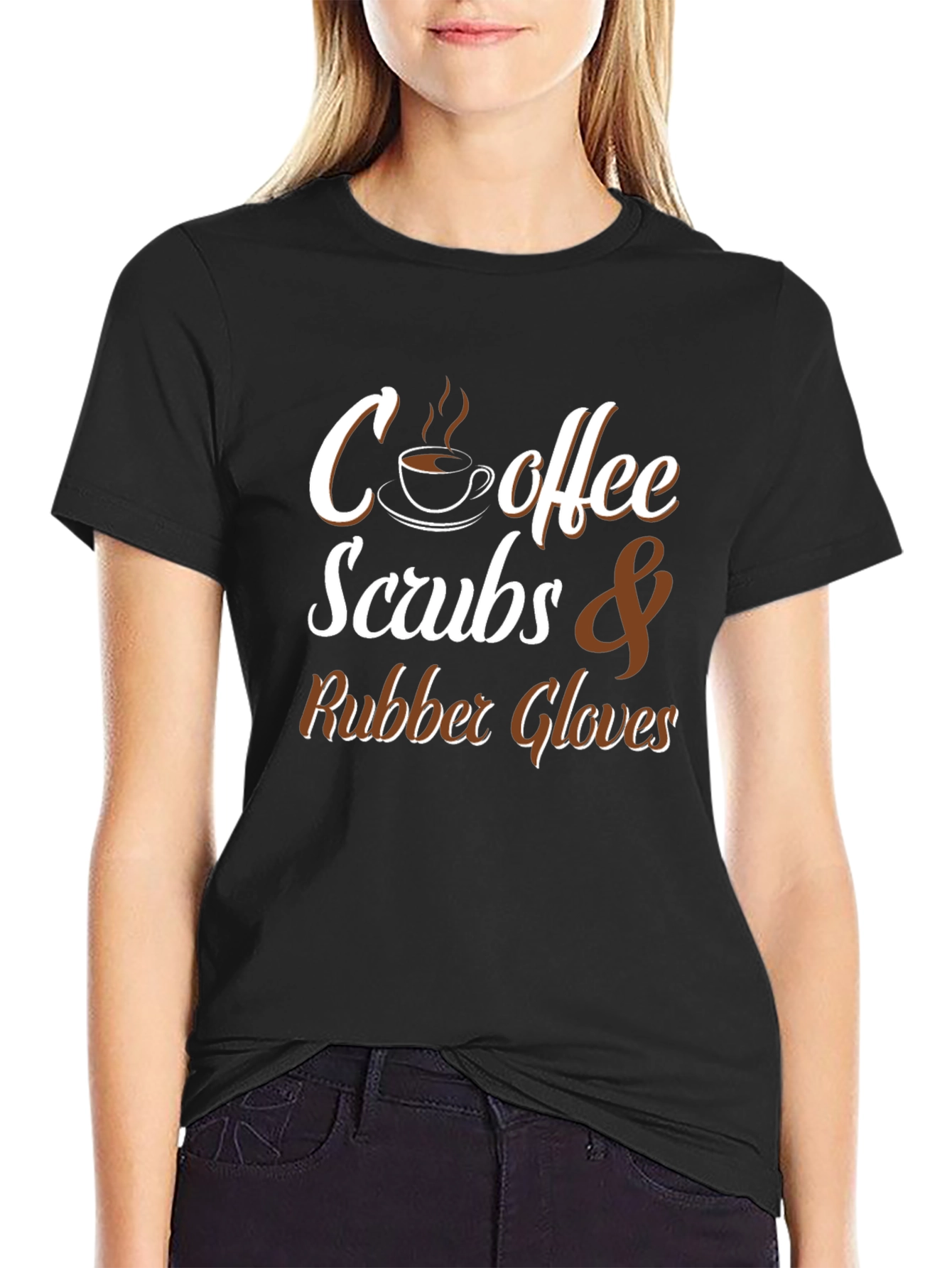 Black Coffee Scrubs & Rubber Gloves Graphic T-Shirt view 2
