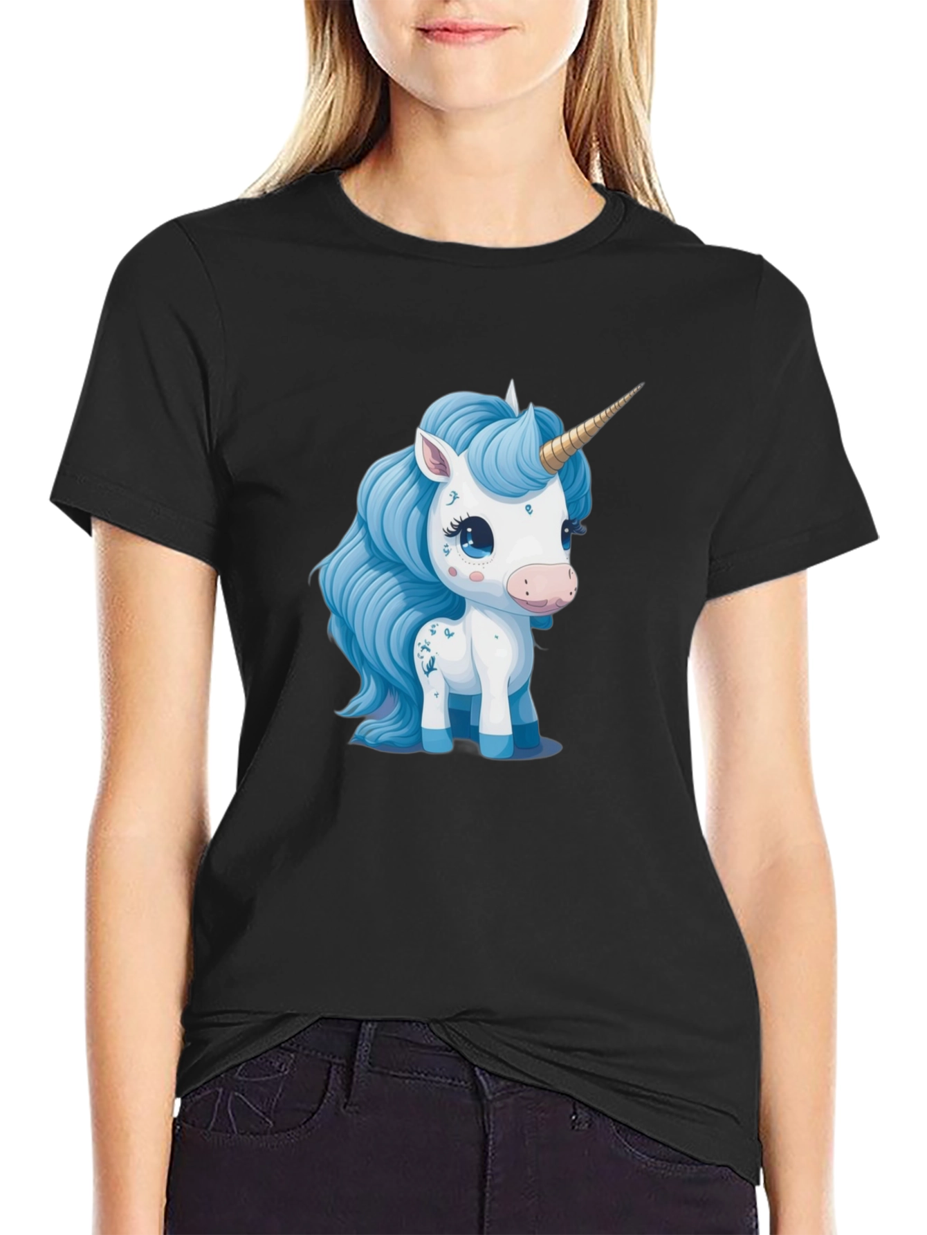 Black Unicorn Graphic T-Shirt - Stylish Black Tee view 2