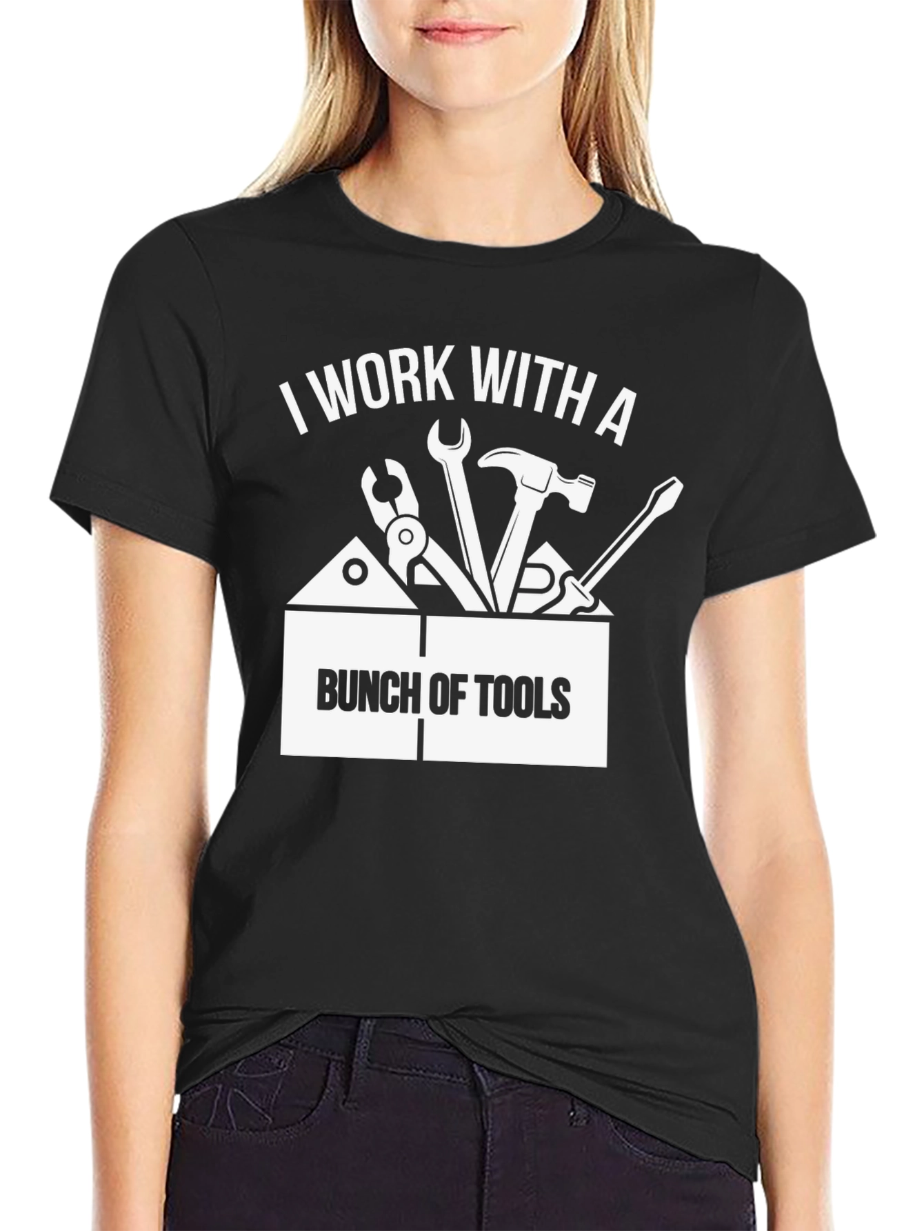 Black I Work With a Bunch of Tools T-Shirt - Black view 2