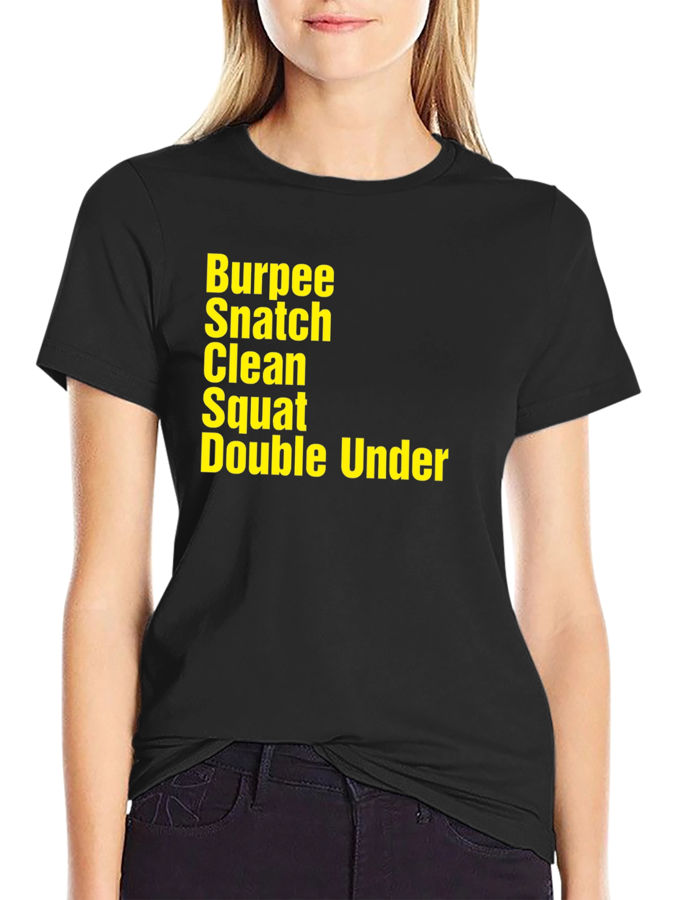 Black Workout Exercise T-Shirt - Burpee Snatch Clean Squat Under view 2