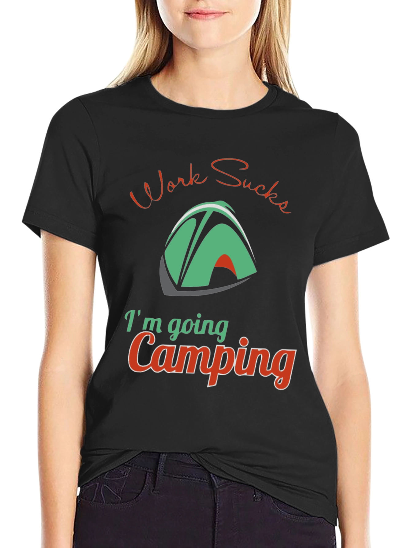 Black Work Sucks, I'm Going Camping T-Shirt view 2