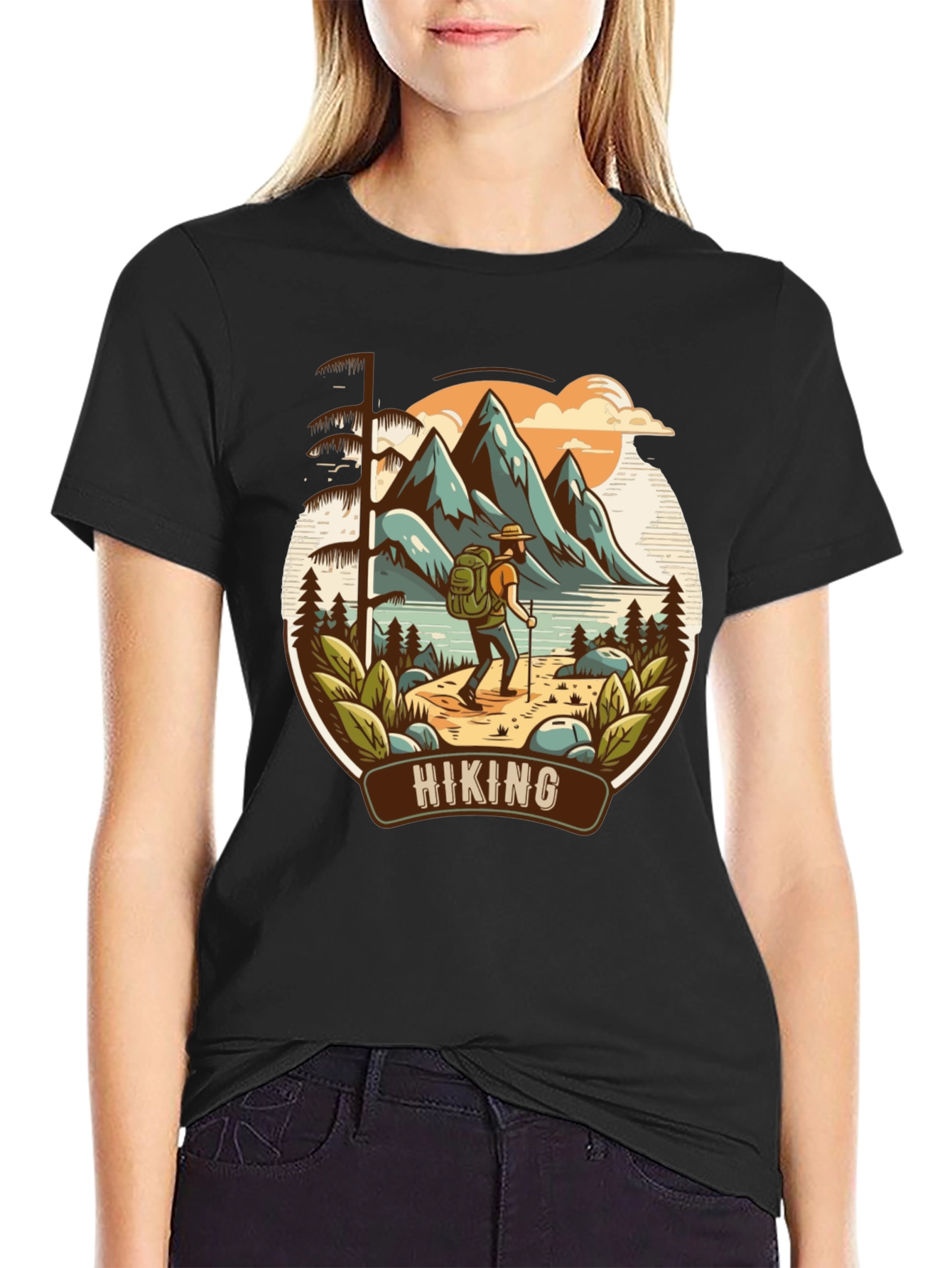 Black Hiking Adventure Graphic Tee view 2