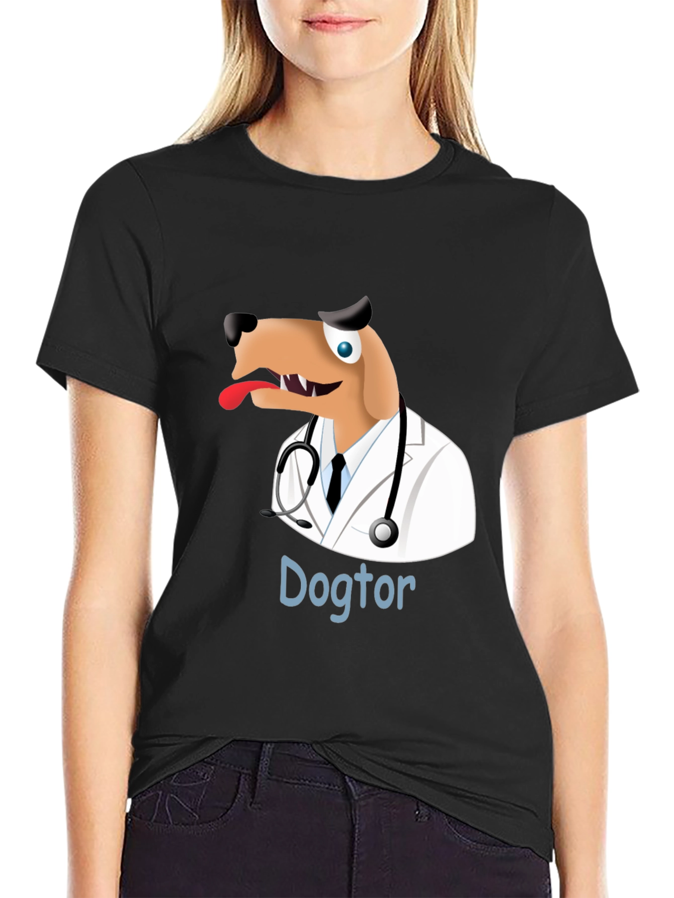 Black Dogtor T-Shirt - Funny Doctor Dog Tee view 2