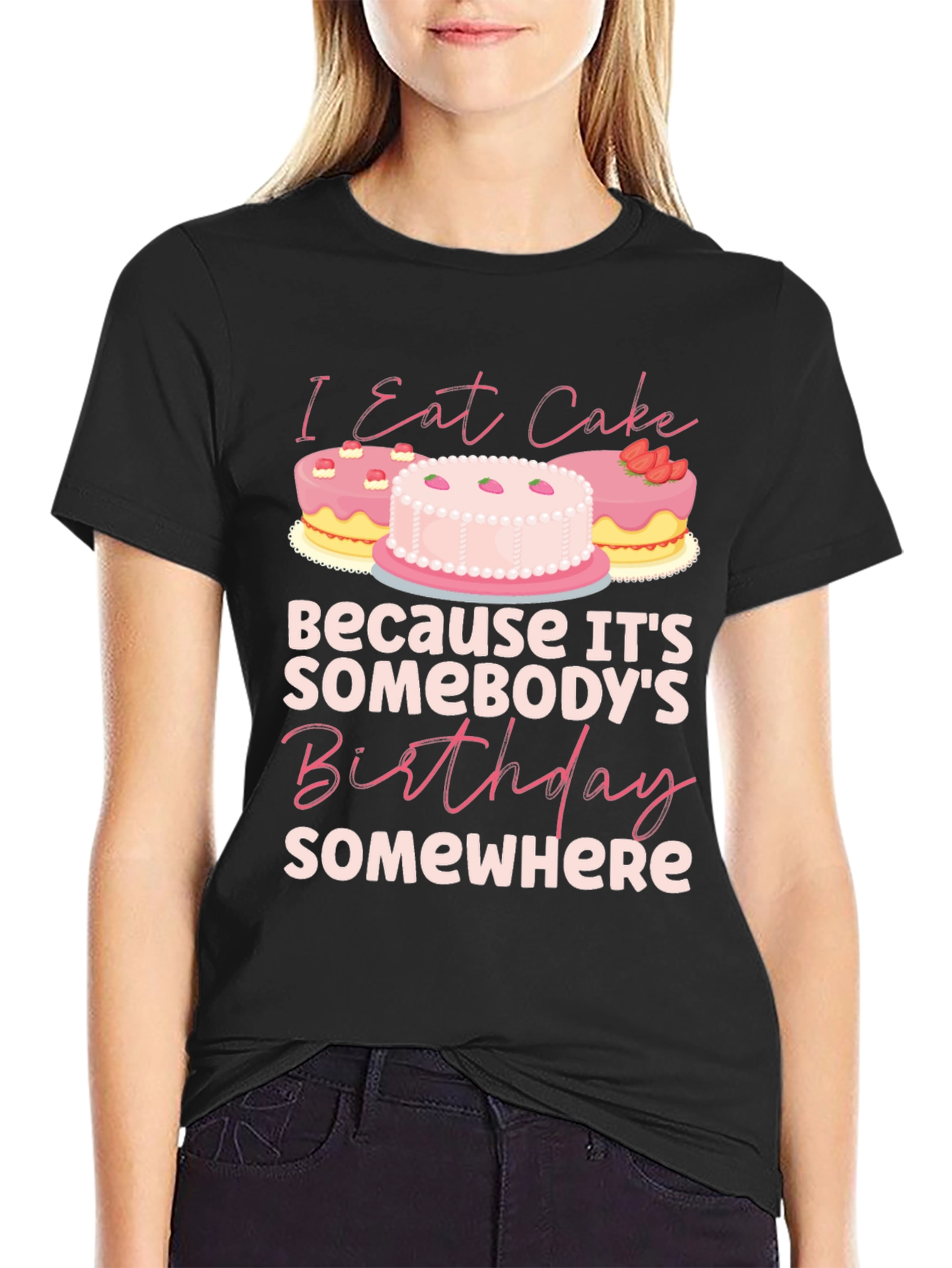 Black I Eat Cake Birthday T-Shirt view 2