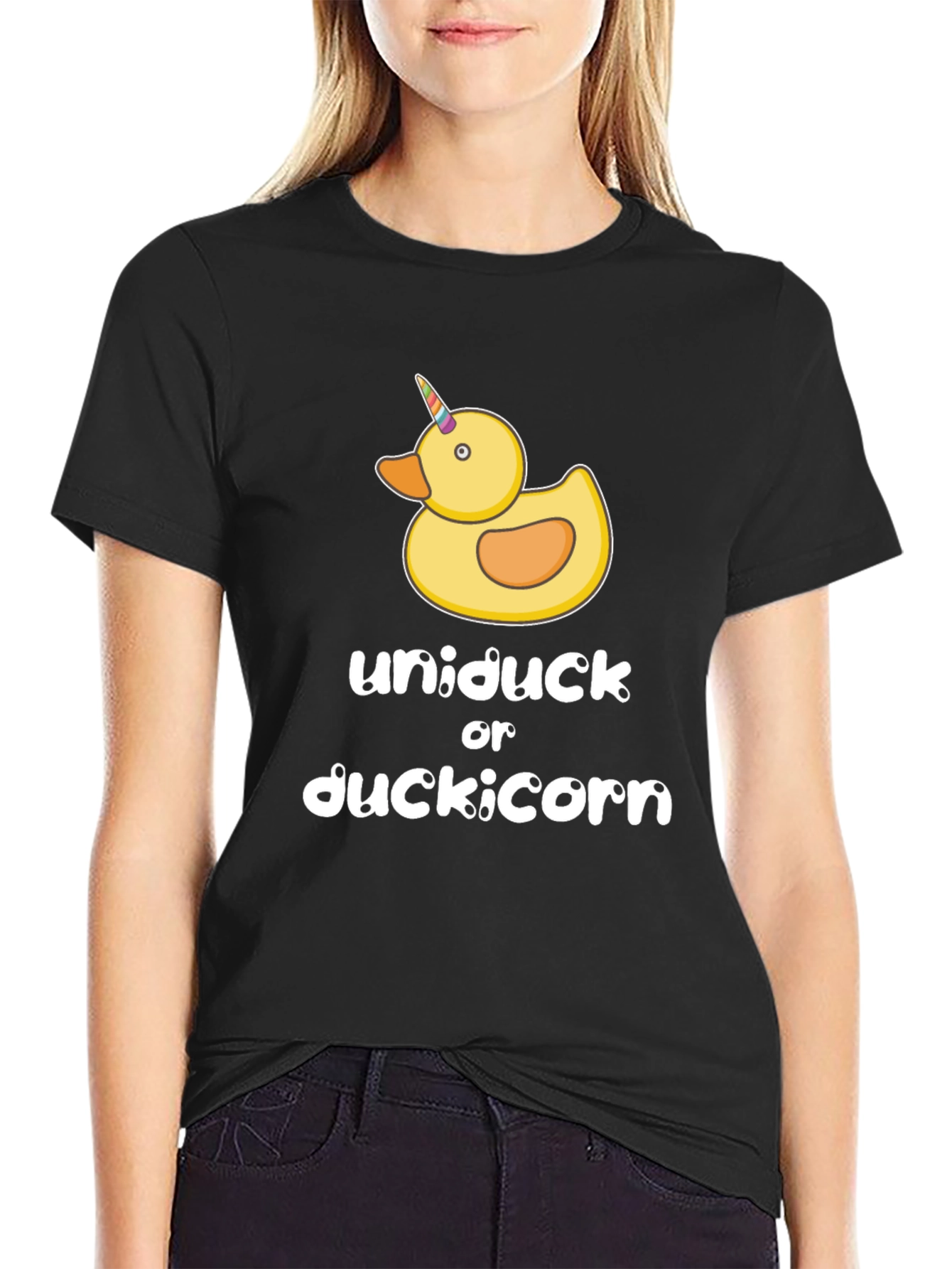 Black Uniduck or Duckicorn T-Shirt - Novelty Tee view 2