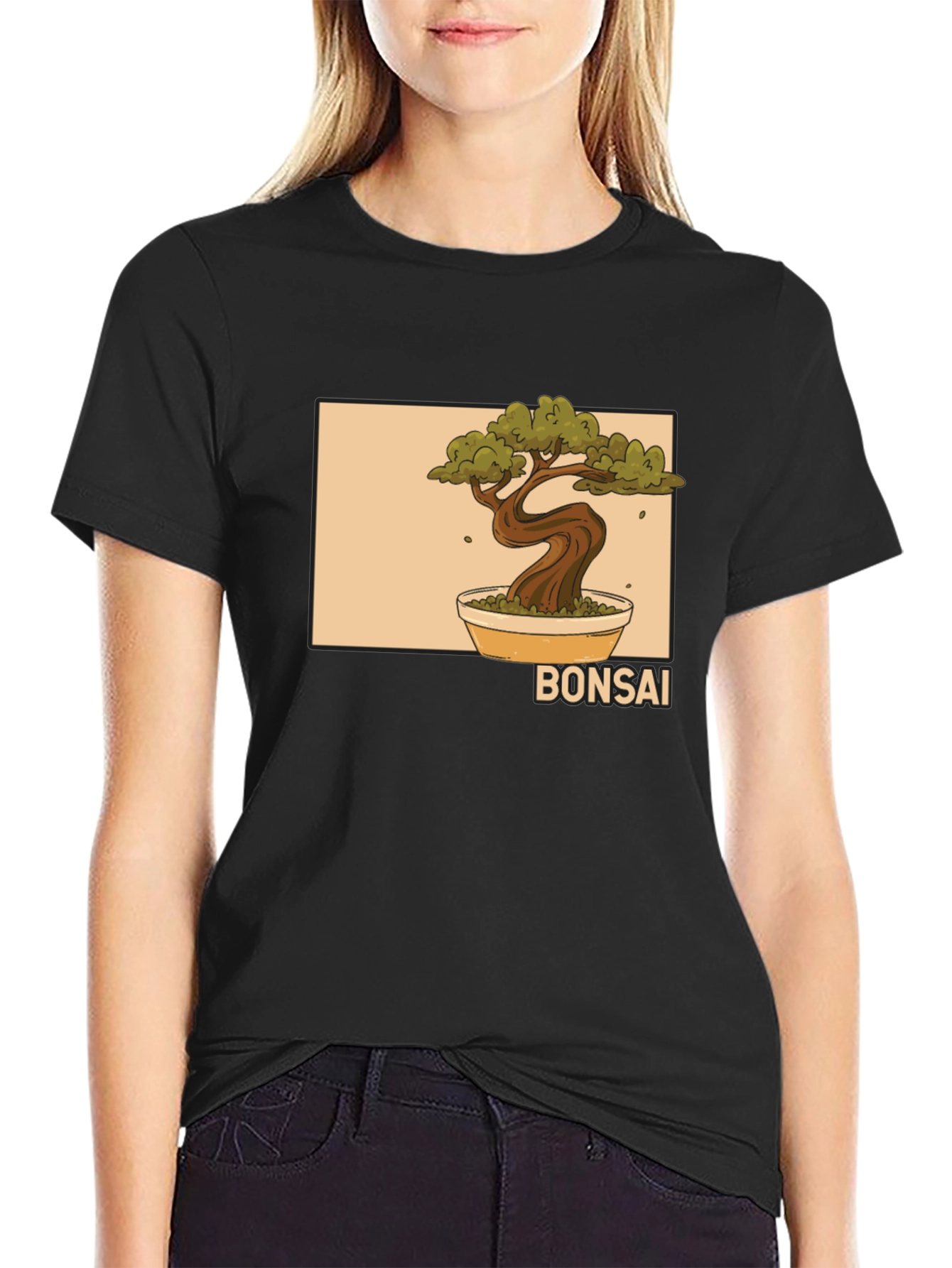 Black Bonsai Tree Graphic Black T-Shirt view 2