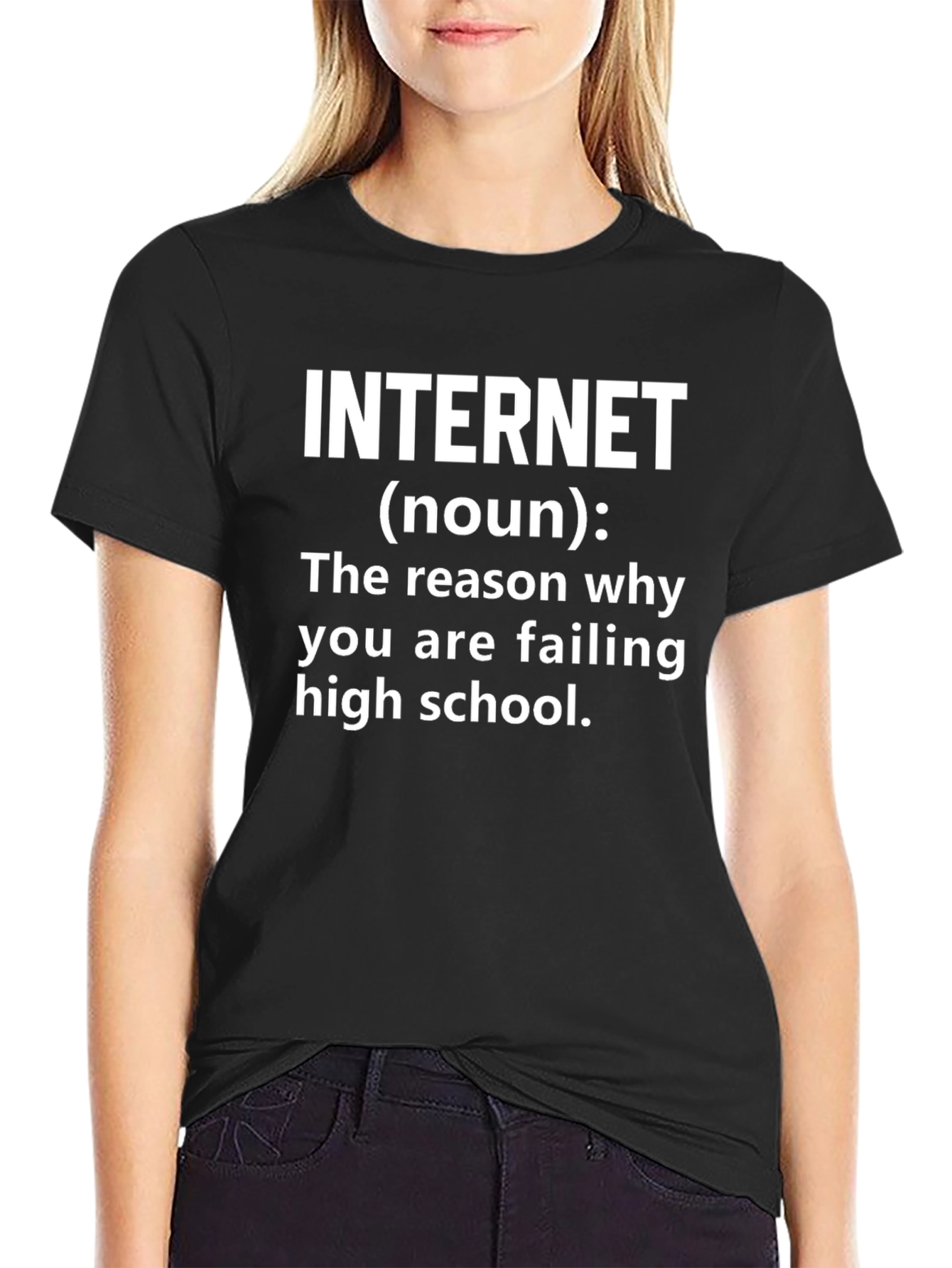 Black Internet High School Failure T-Shirt view 2