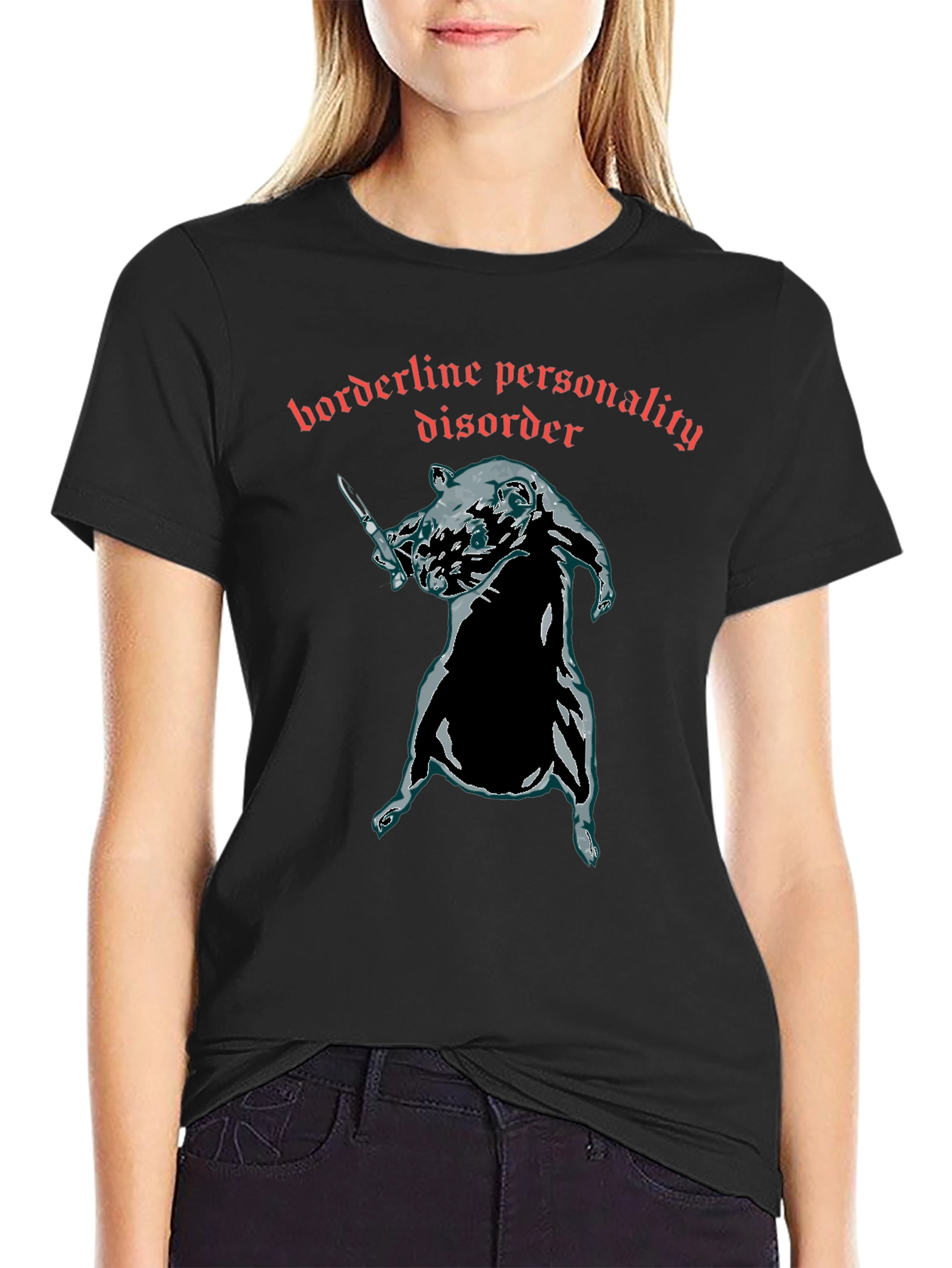 Black Borderline Personality Disorder Rat T-Shirt view 2