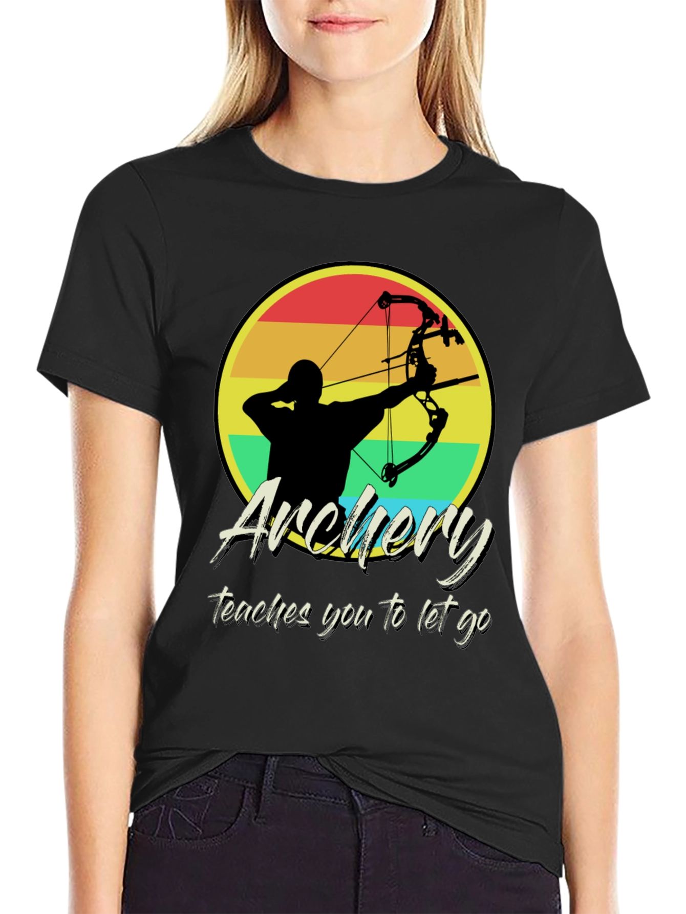 Black Archery Teaches You To Let Go T-Shirt view 2