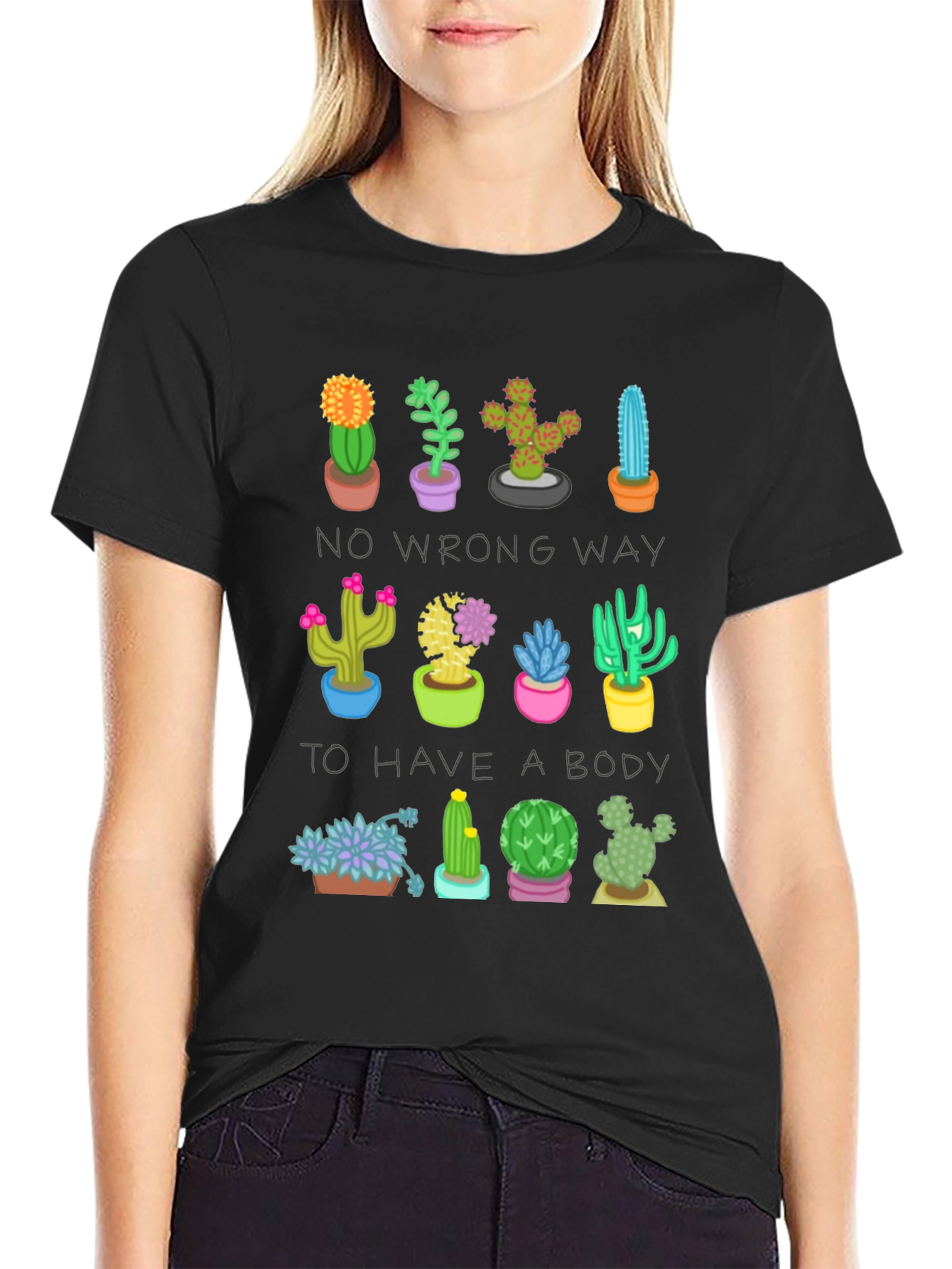 Black Cactus Body Positive Graphic Tee view 2