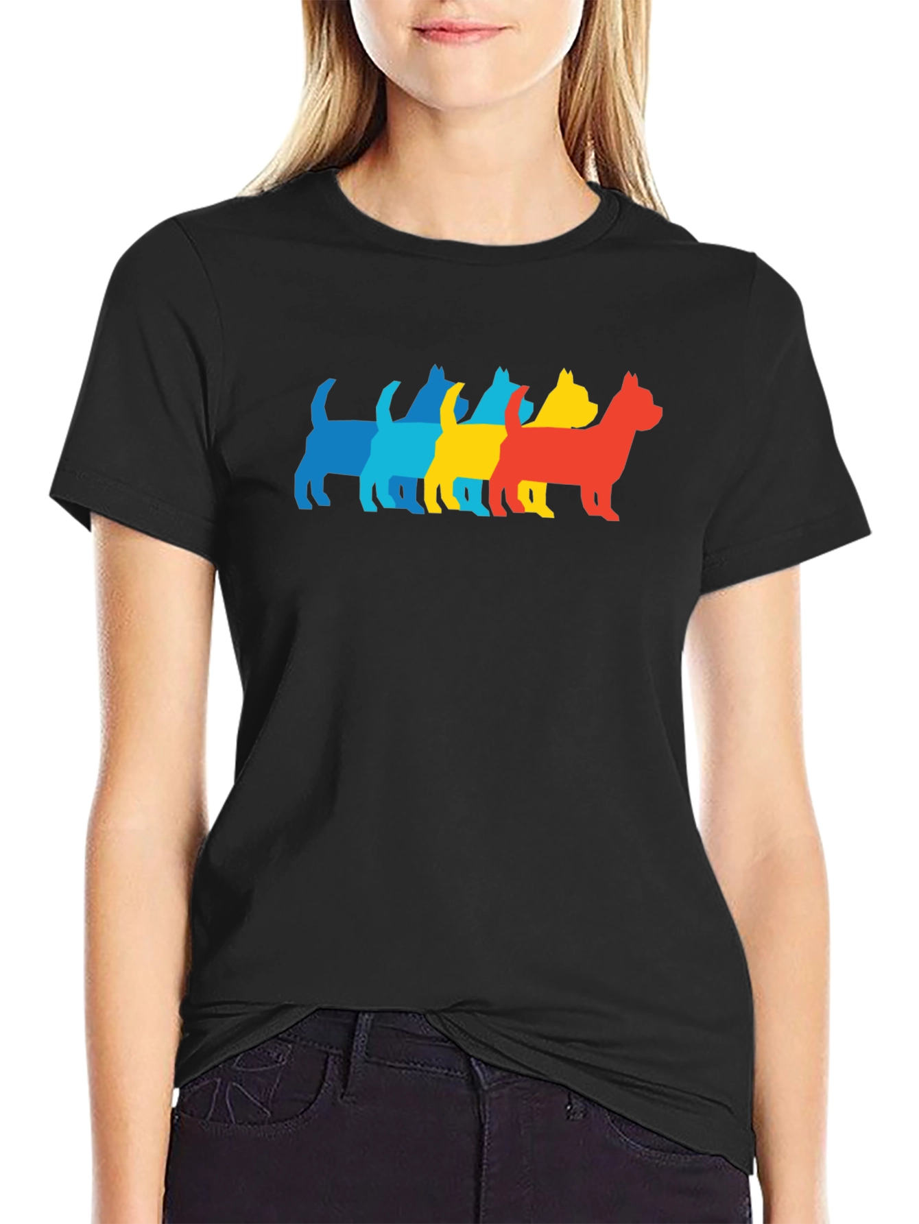 Black Pop Art Dog Silhouette Graphic Tee view 2