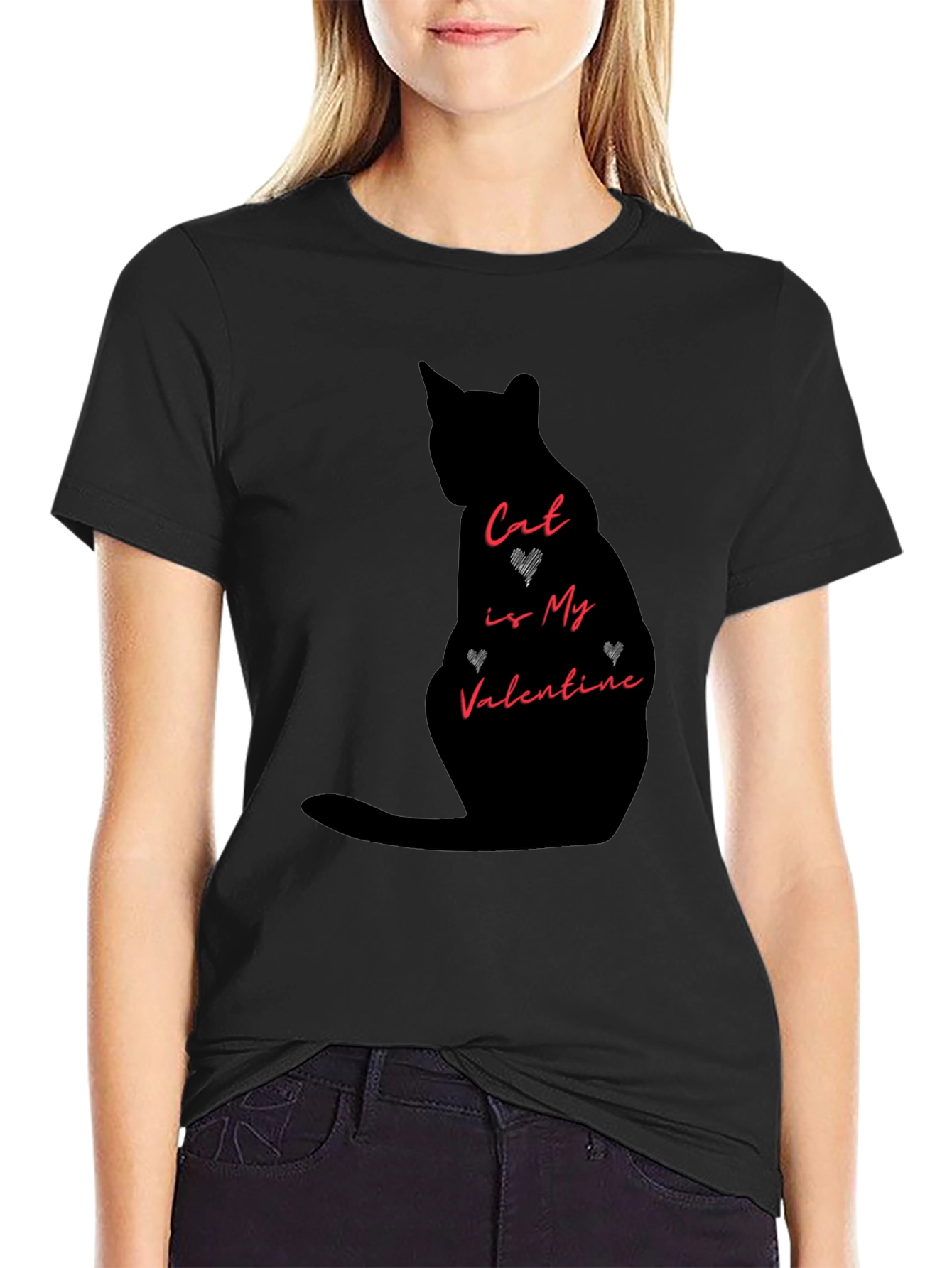 Black Cat is My Valentine Graphic Tee view 2