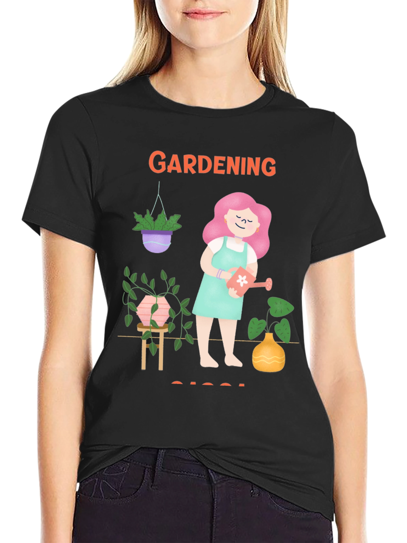 Black Gardening T-Shirt Cute Plant Lover Tee view 2