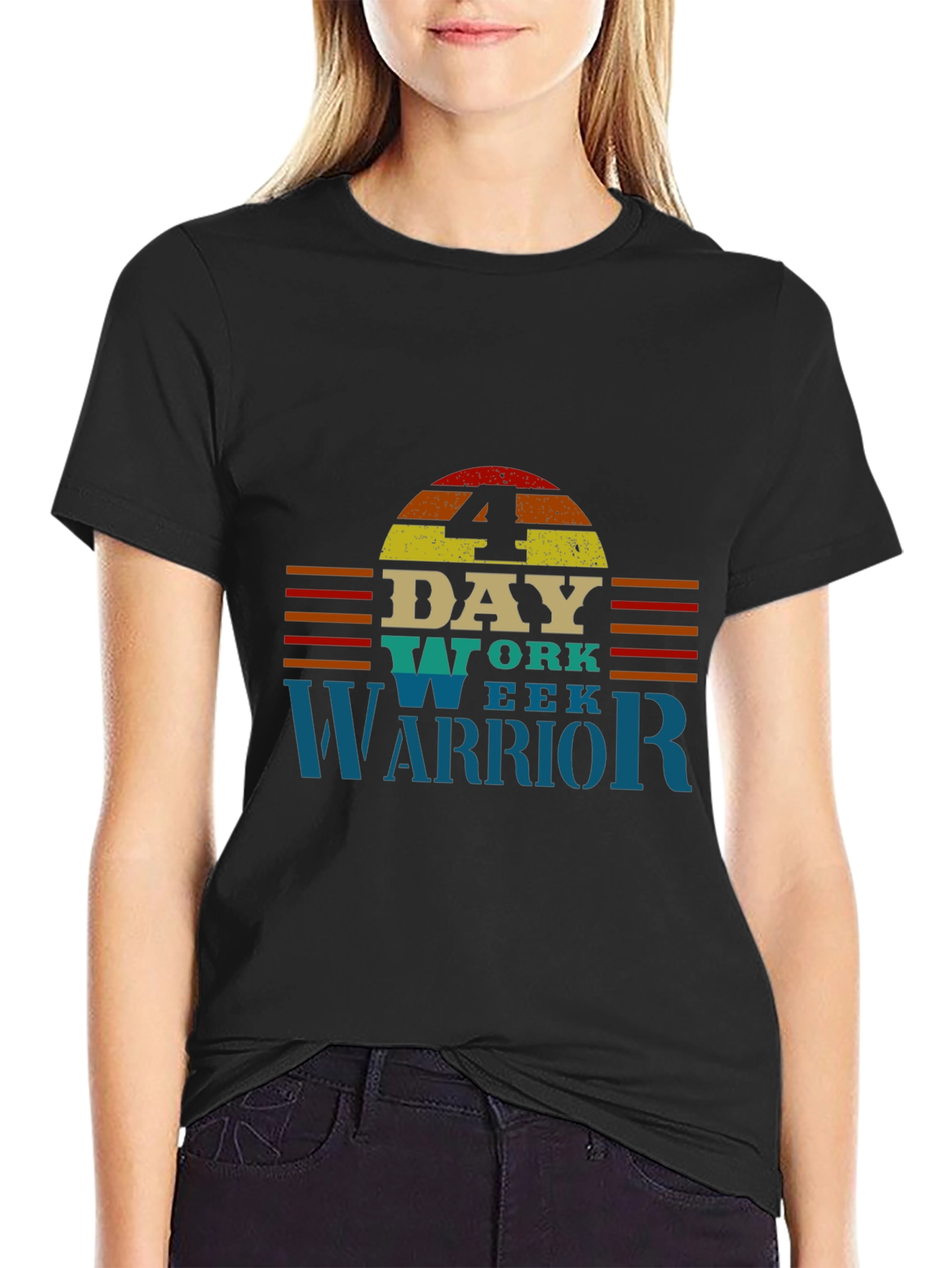 Black 4 Day Work Week Warrior T-Shirt view 2
