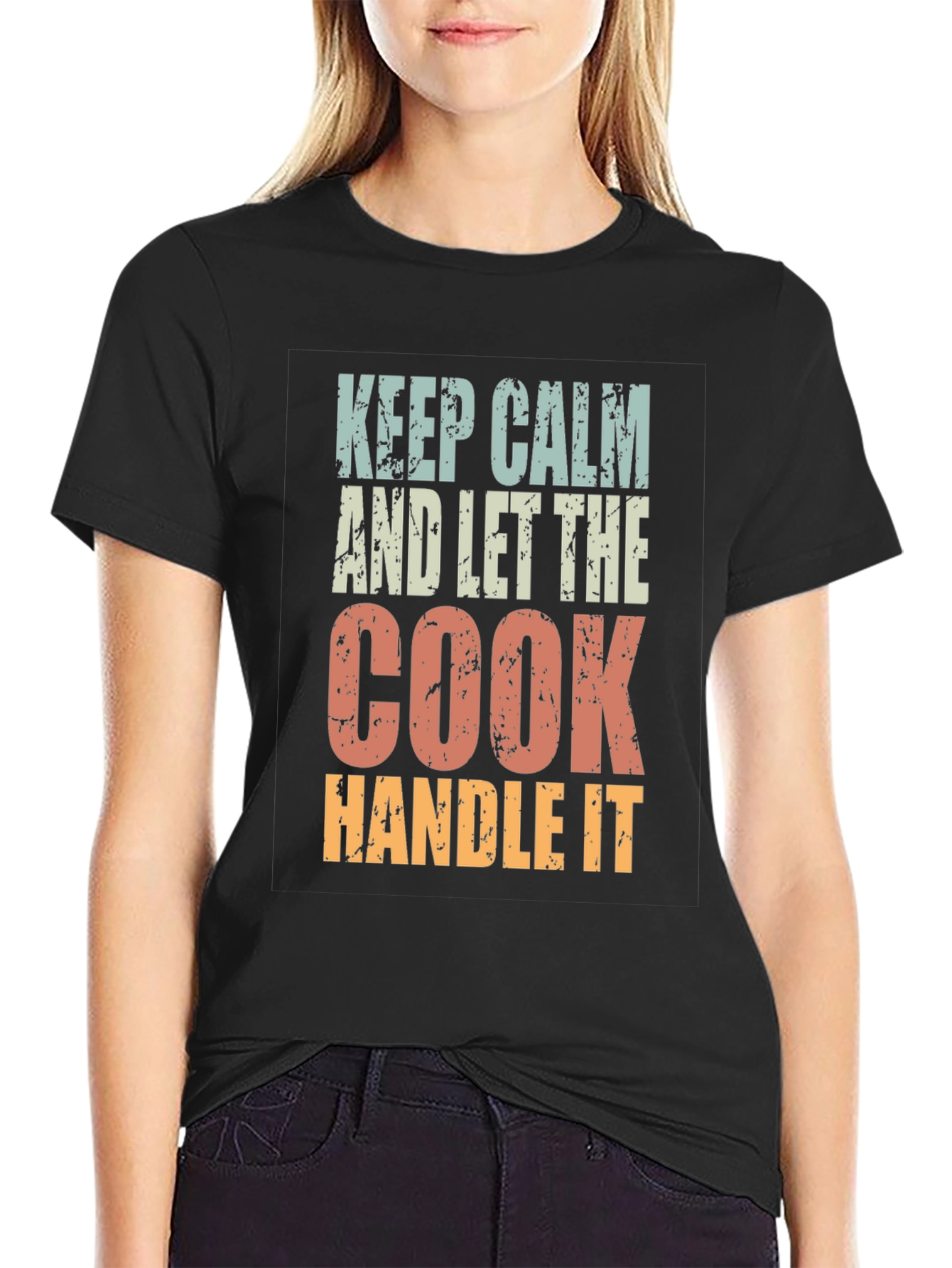 Black Keep Calm Cook T-Shirt - Chef Gift Idea view 2